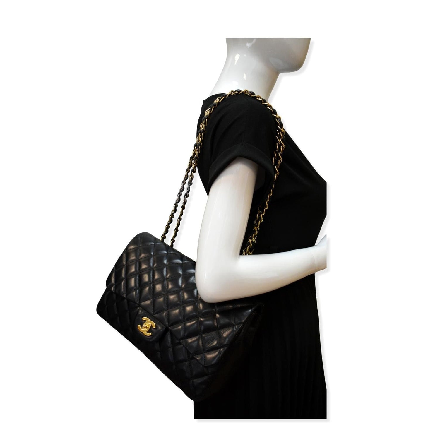Chanel Jumbo Classic Single Flap Lambskin Black Travel Bag