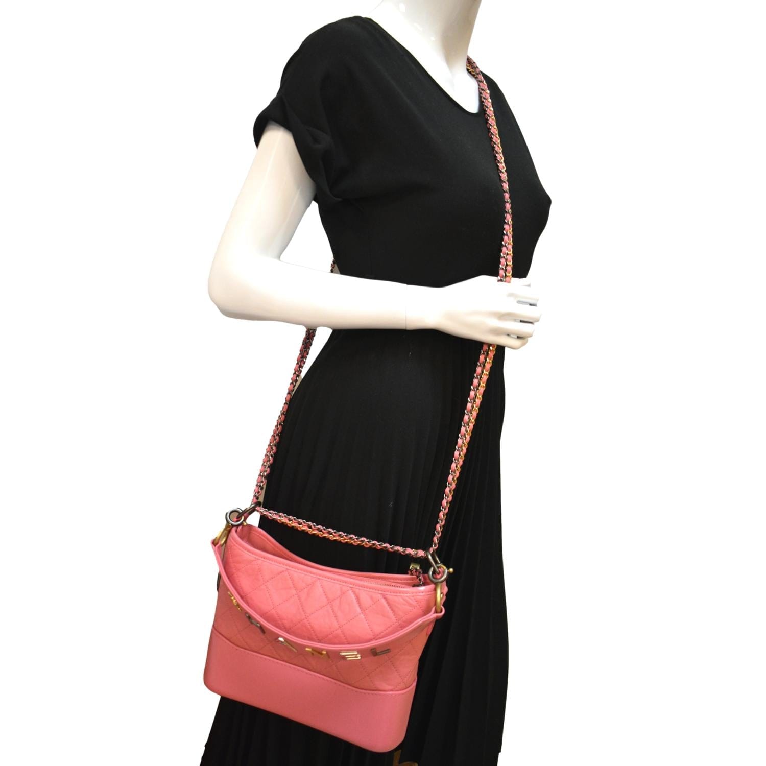Chanel Gabrielle Aged Hobo Leather Calfskin Pink Travel Bag