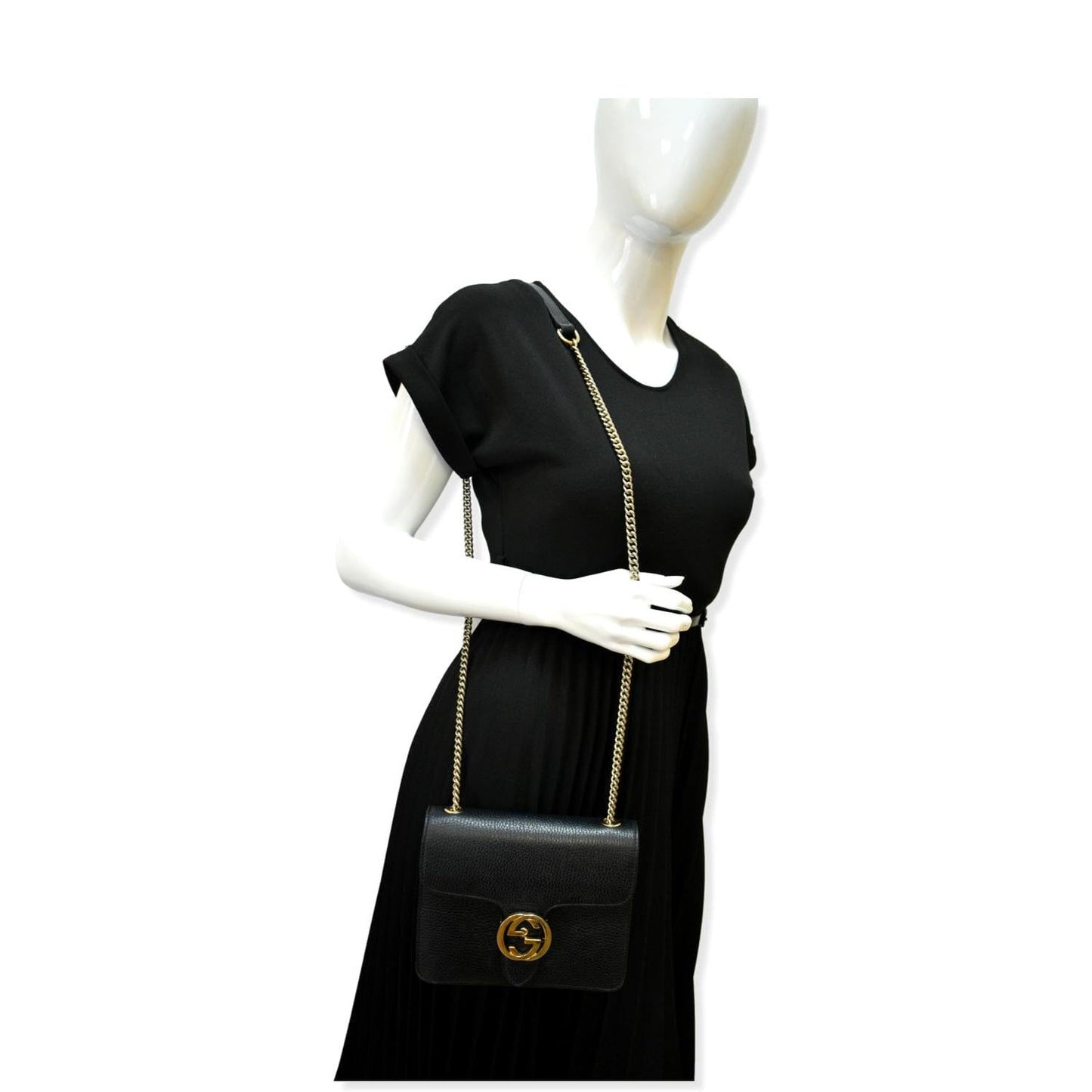 Gucci Interlocking Crossbody Bag Leather Black