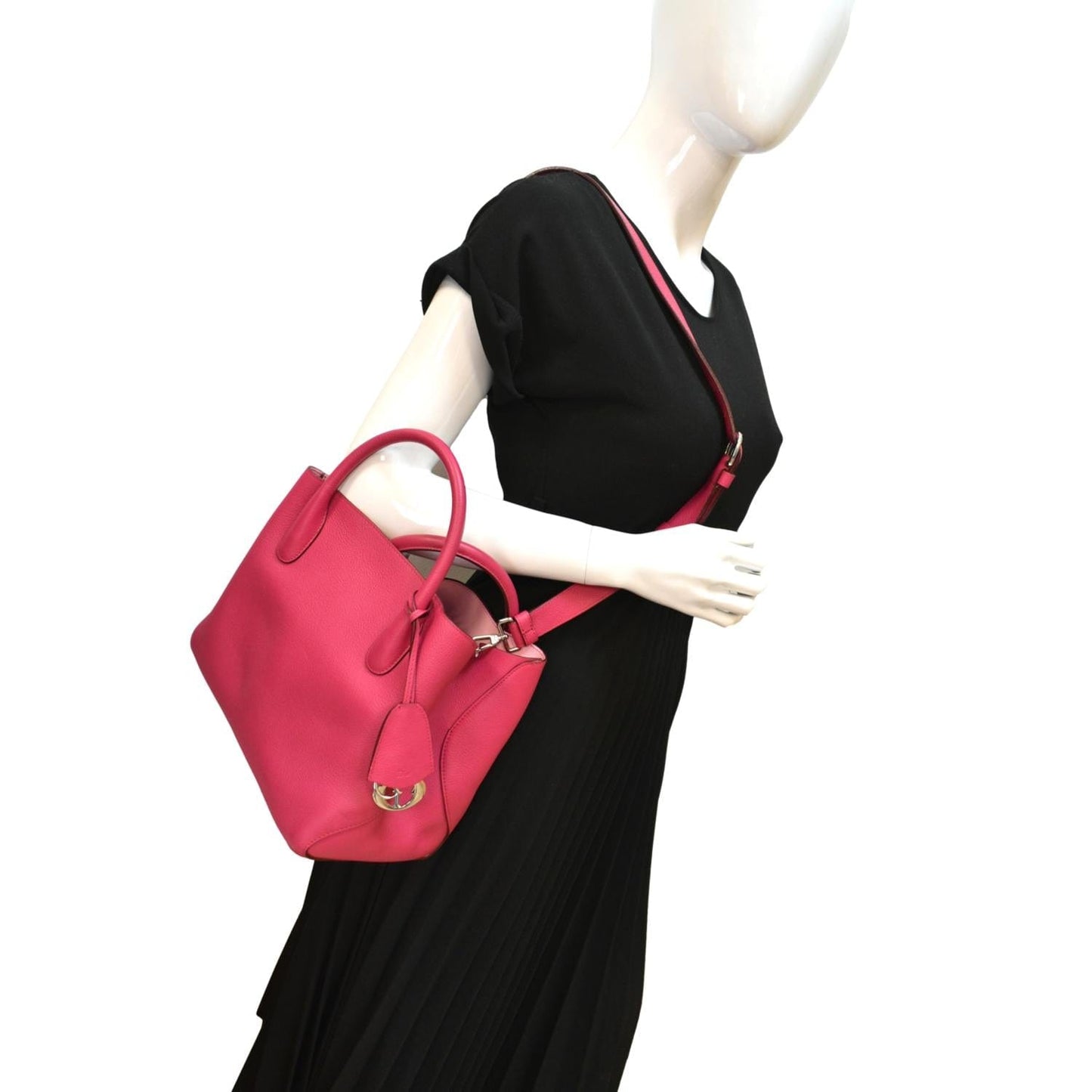 Dior Open Bar Grained Tote Bag Leather Pink Shoulder Bag