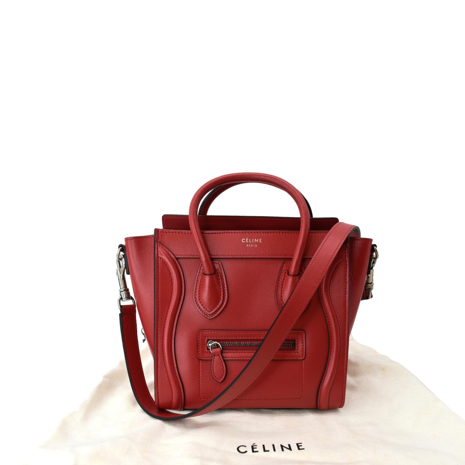 Nano Luggage Shoulder Bag Leather Red