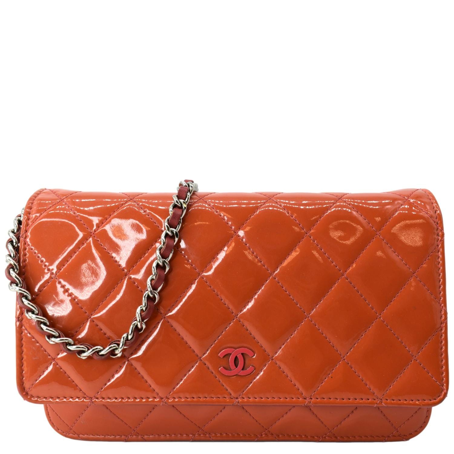 Chanel WOC Patent On Leather Orange Wallet Case