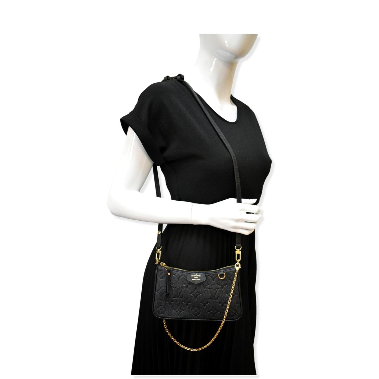 Louis Easy Pouch On Strap Empreinte Shoulder Monogram Black Shoulder Bag