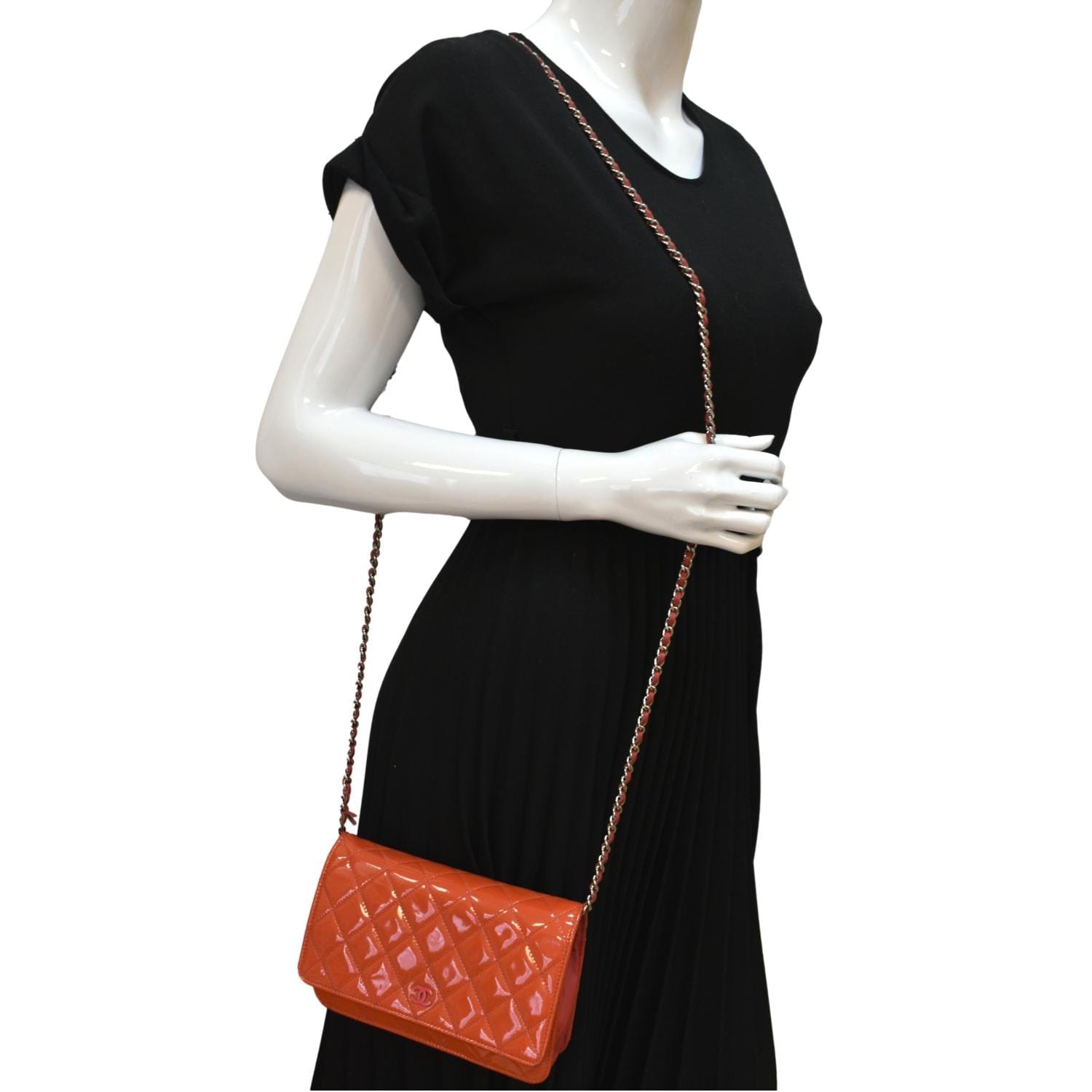 Chanel WOC Patent On Leather Orange Wallet Case
