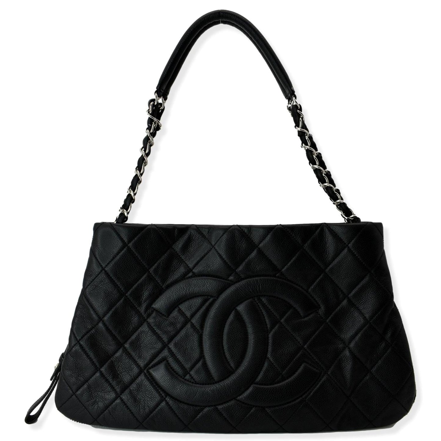 Chanel Expandable Zip Around Caviar Quilted Black Travel Bag Tote 1