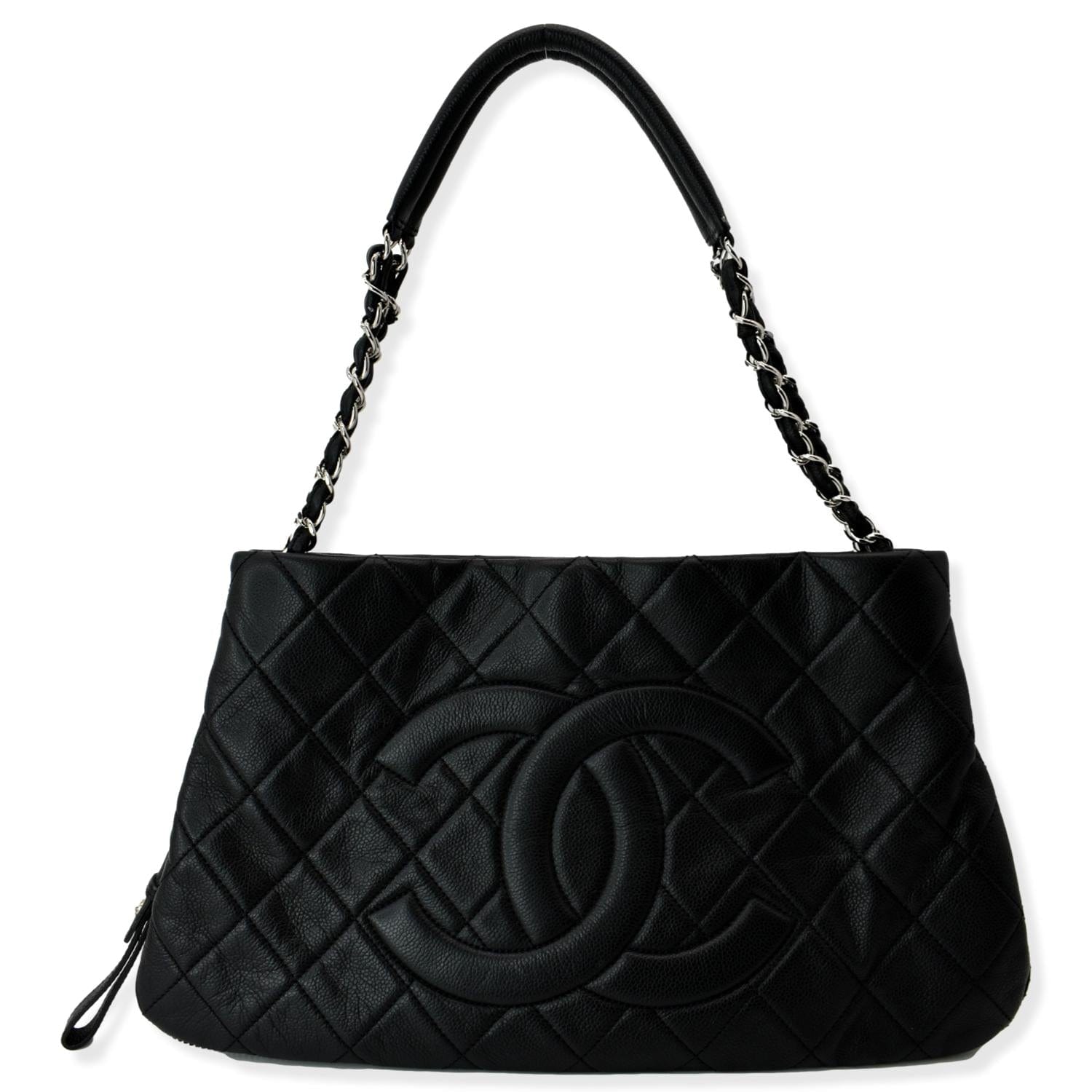Chanel Expandable Zip Around Caviar Quilted Black Travel Bag Tote 1
