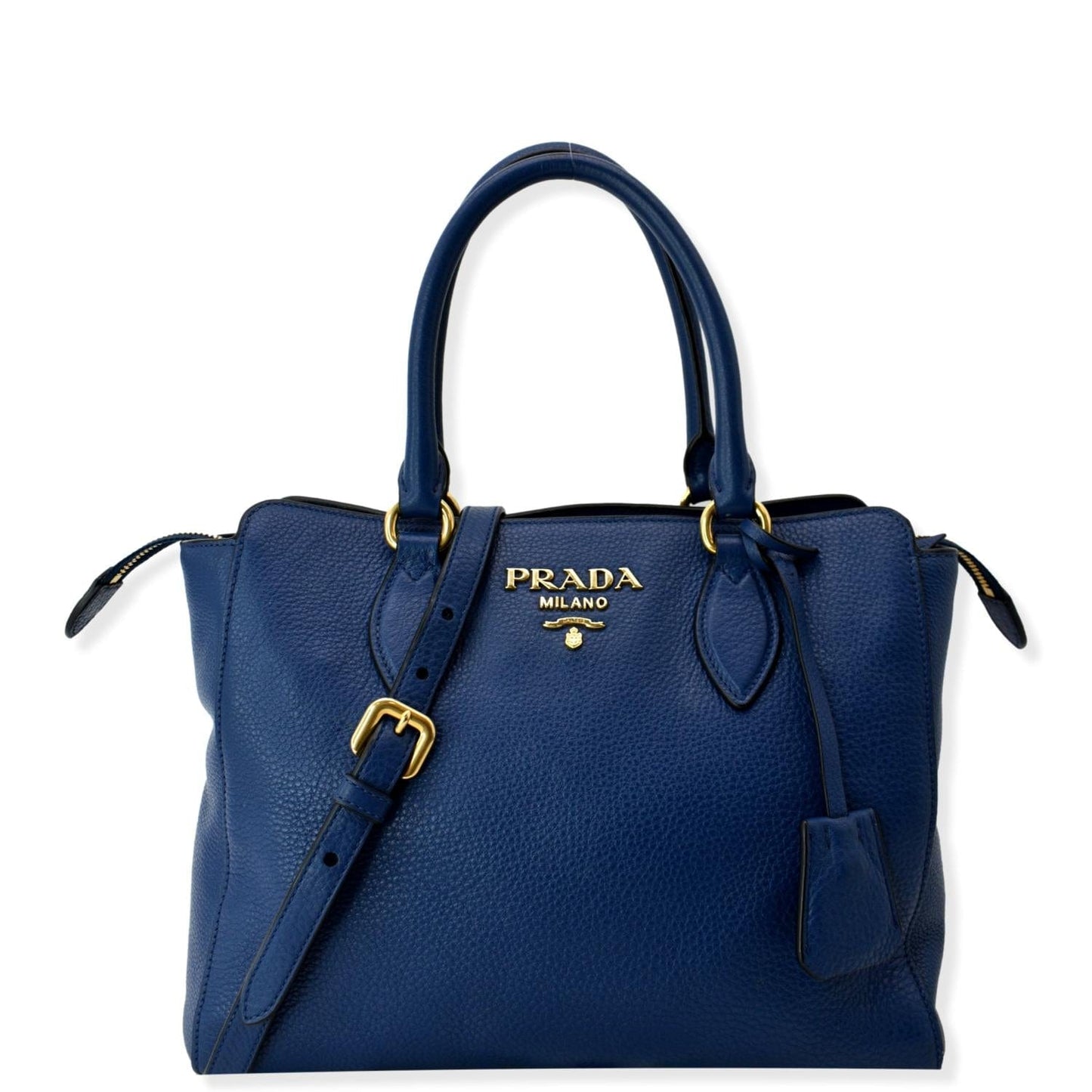 Prada 2Way Tote Shoulder Bag 1Ba205 Off Leather Blue