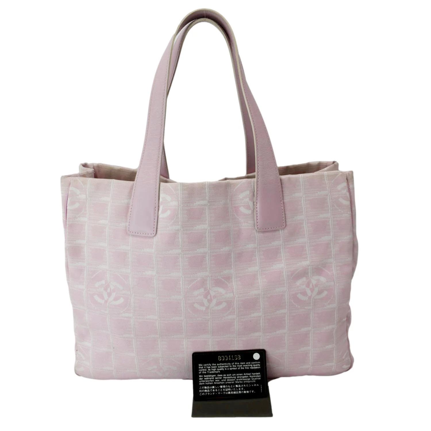 Chanel CC Logo Line Nylon Light Pink Travel Bag