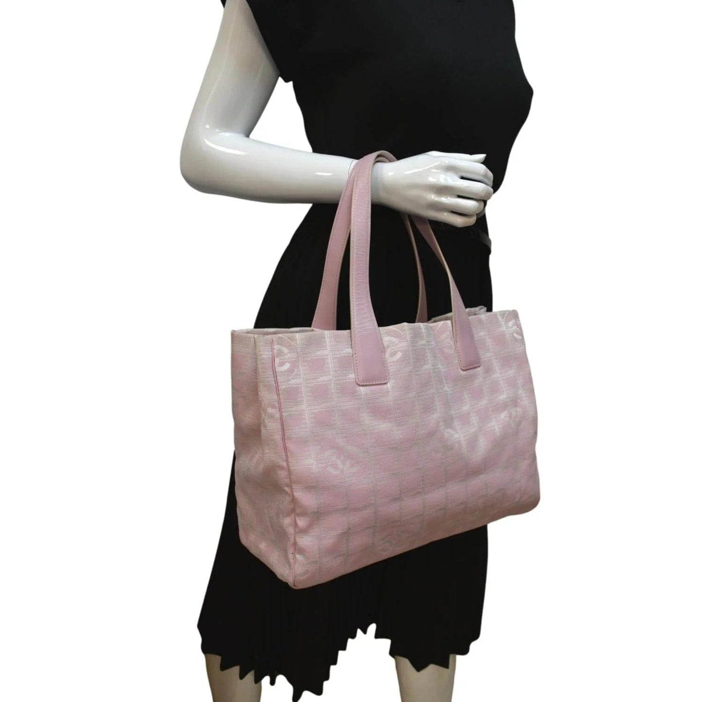 Chanel CC Logo Travel Line Large Nylon Tote Bag Light Pink