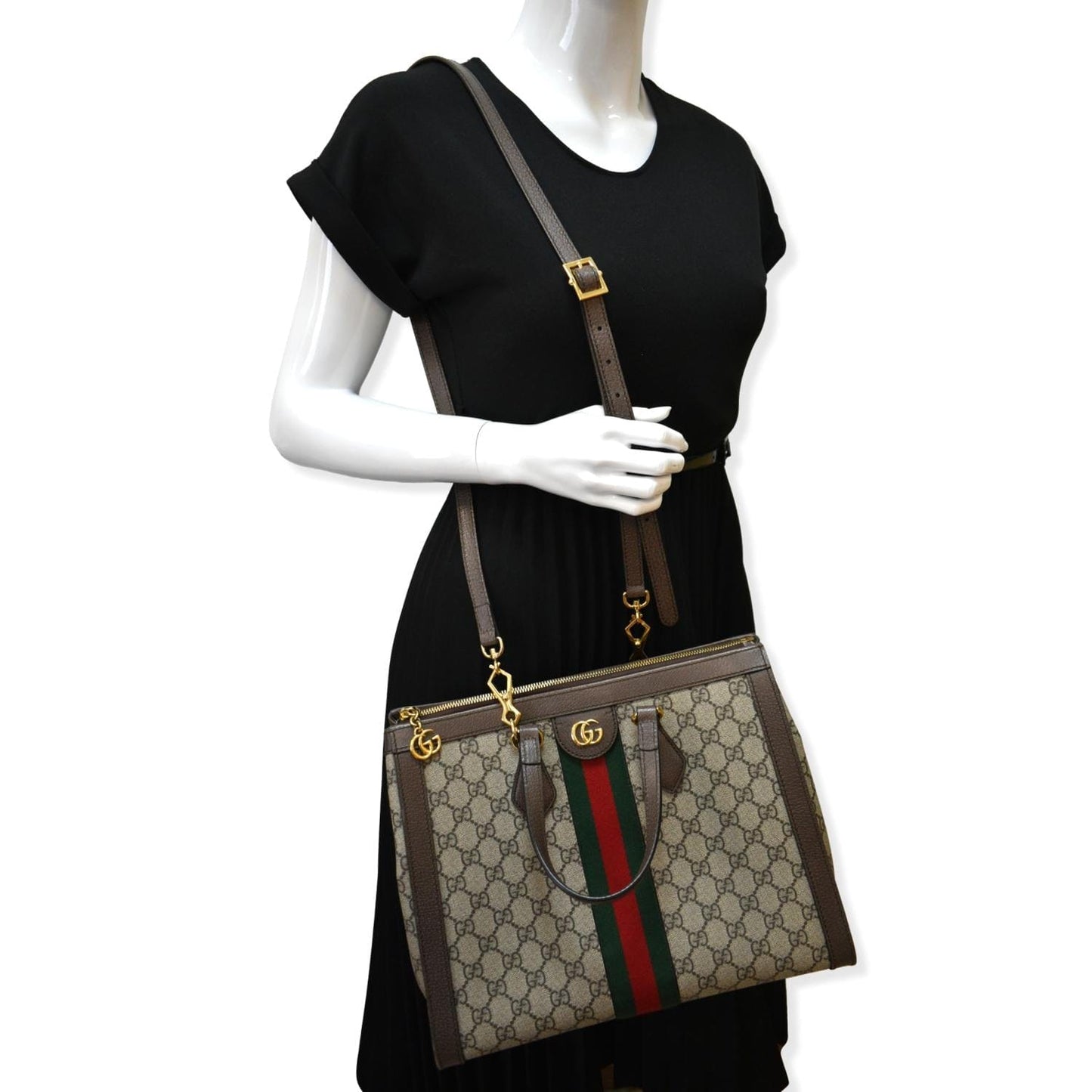 Gucci Ophidia Supreme Tote Shoulder Bag Beige Medium