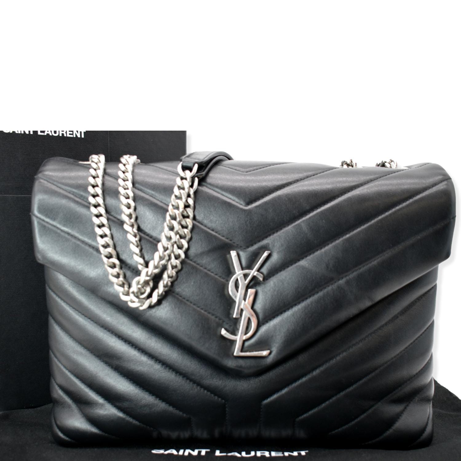 YSL Saint Laurent Yves Loulou Shoulder Bag Leather Matelasse Black Loulou Medium 2