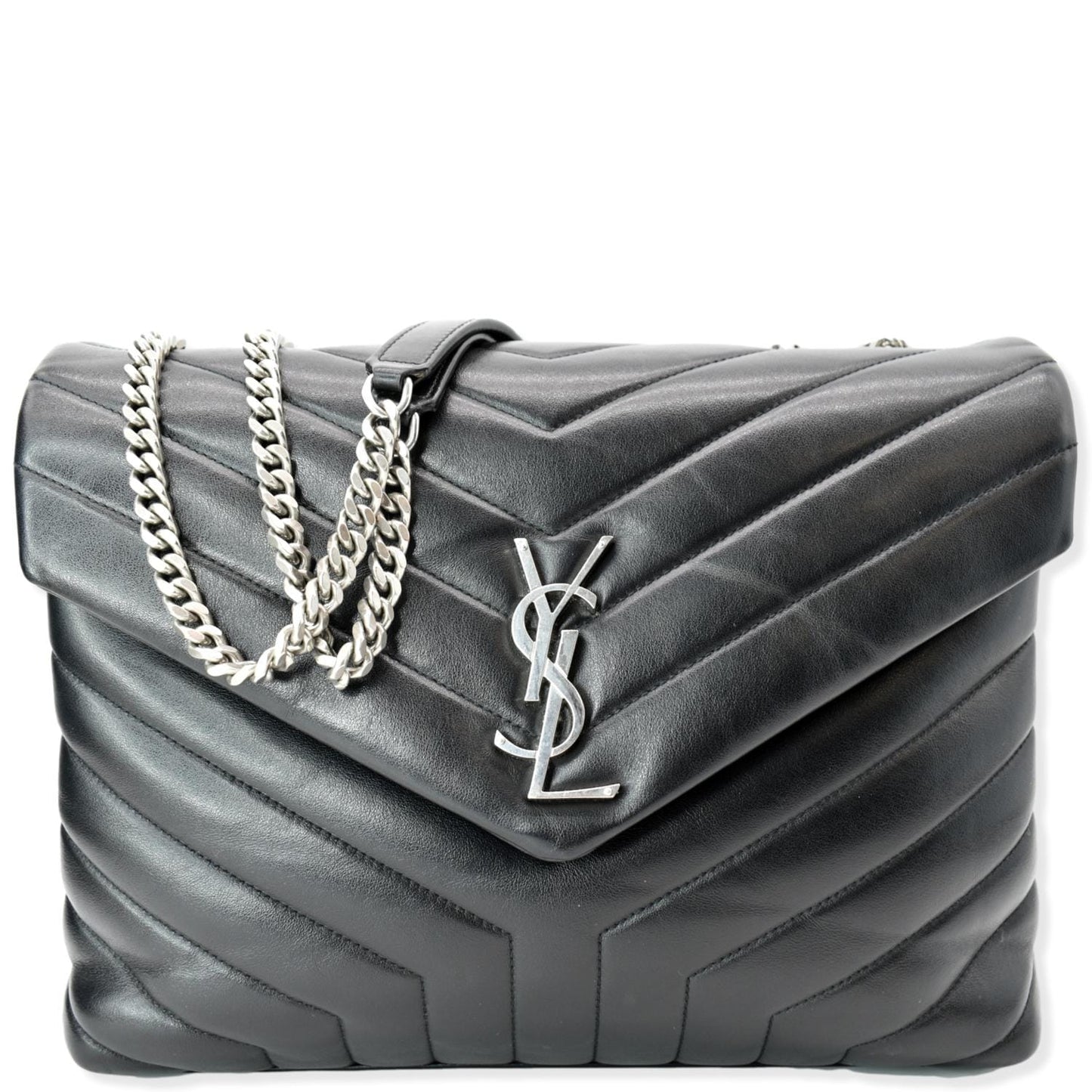 YSL Saint Laurent Yves Loulou Shoulder Bag Leather Matelasse Black Loulou Medium 2
