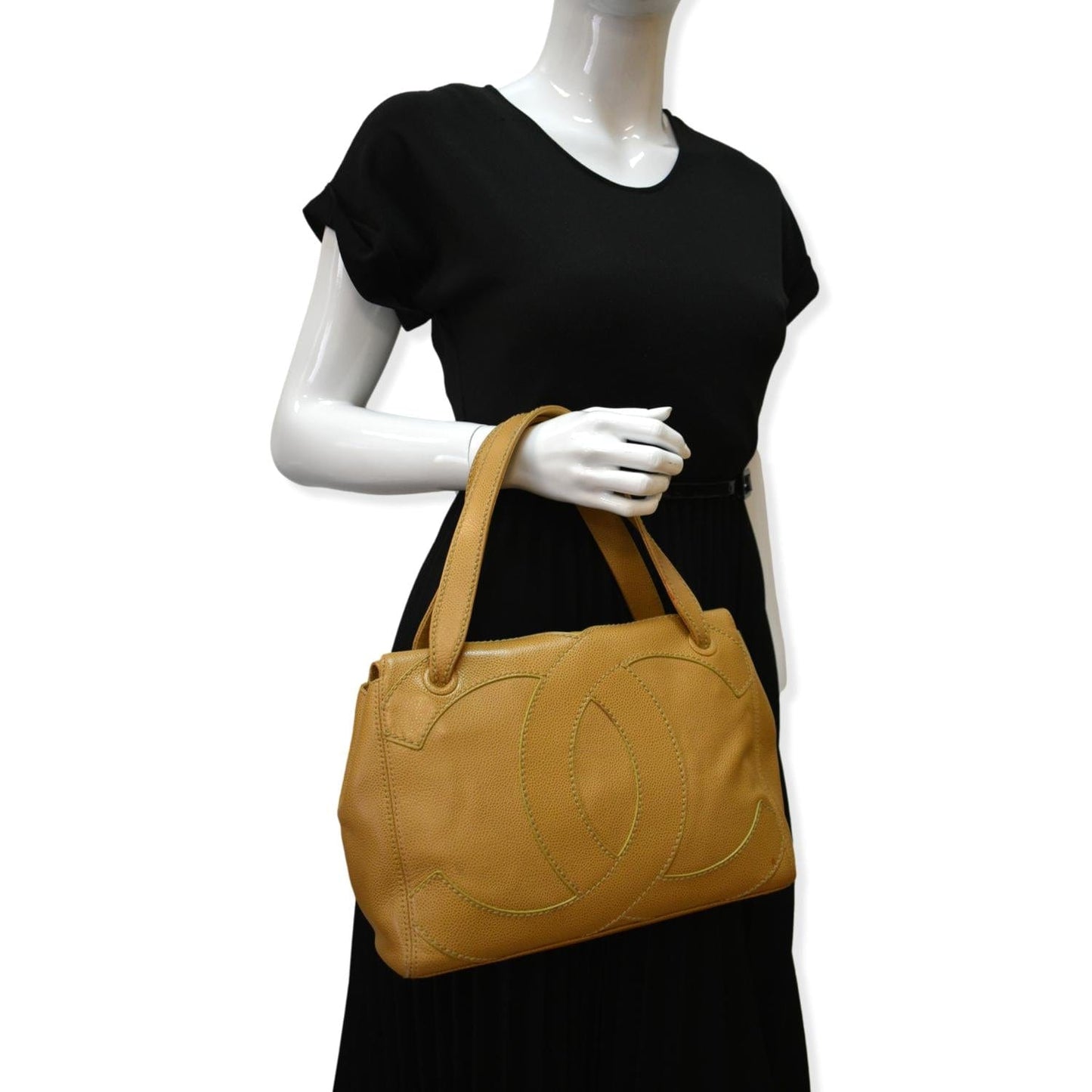 Chanel CC Wild Stitch Caviar Satchel Leather Travel Bag
