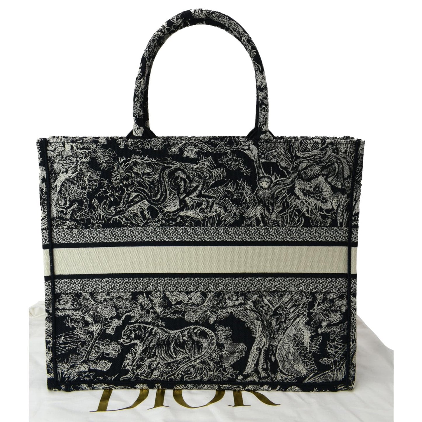 Dior Book Toile De Jouy Reverse Embroidery Tote Bag Blue Medium