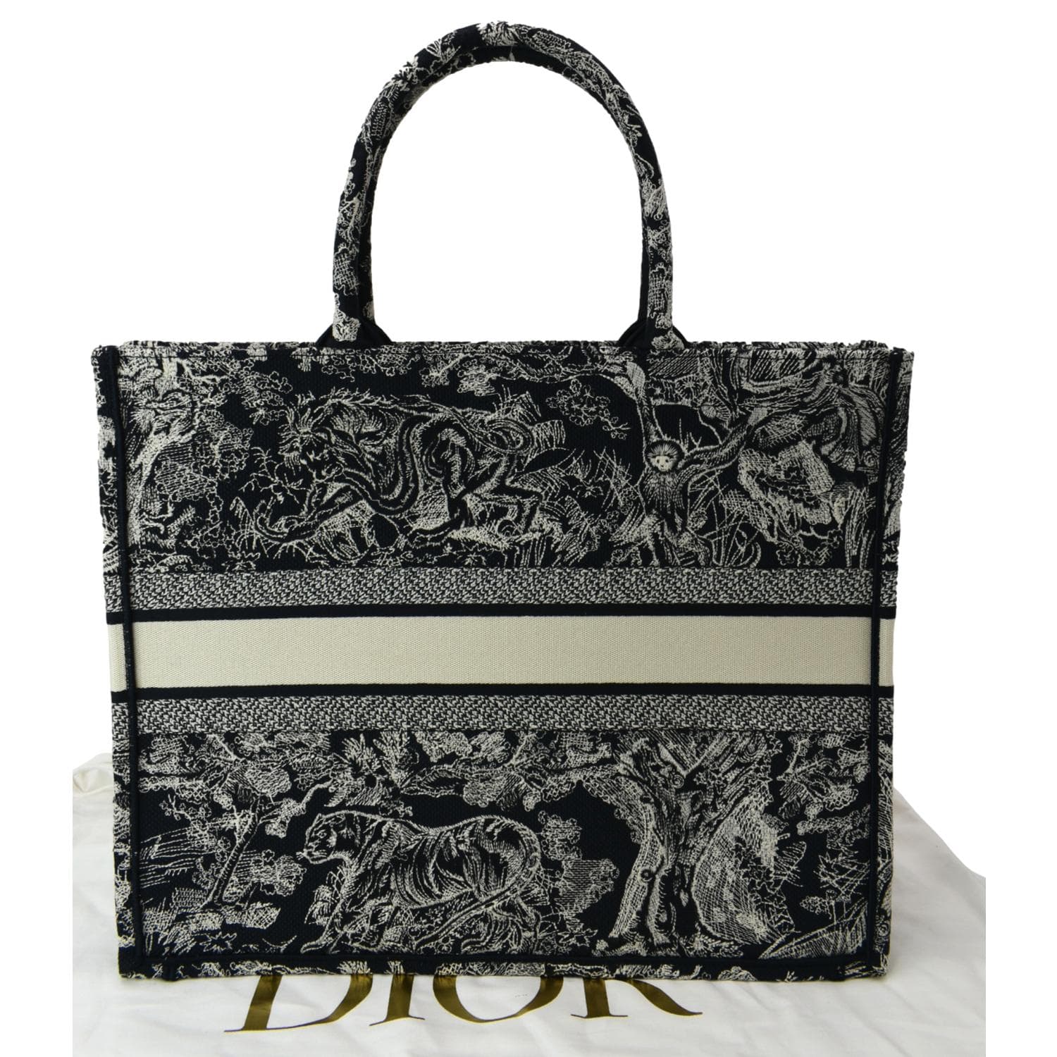 Dior Book Toile De Jouy Reverse Embroidery Tote Bag Blue Medium