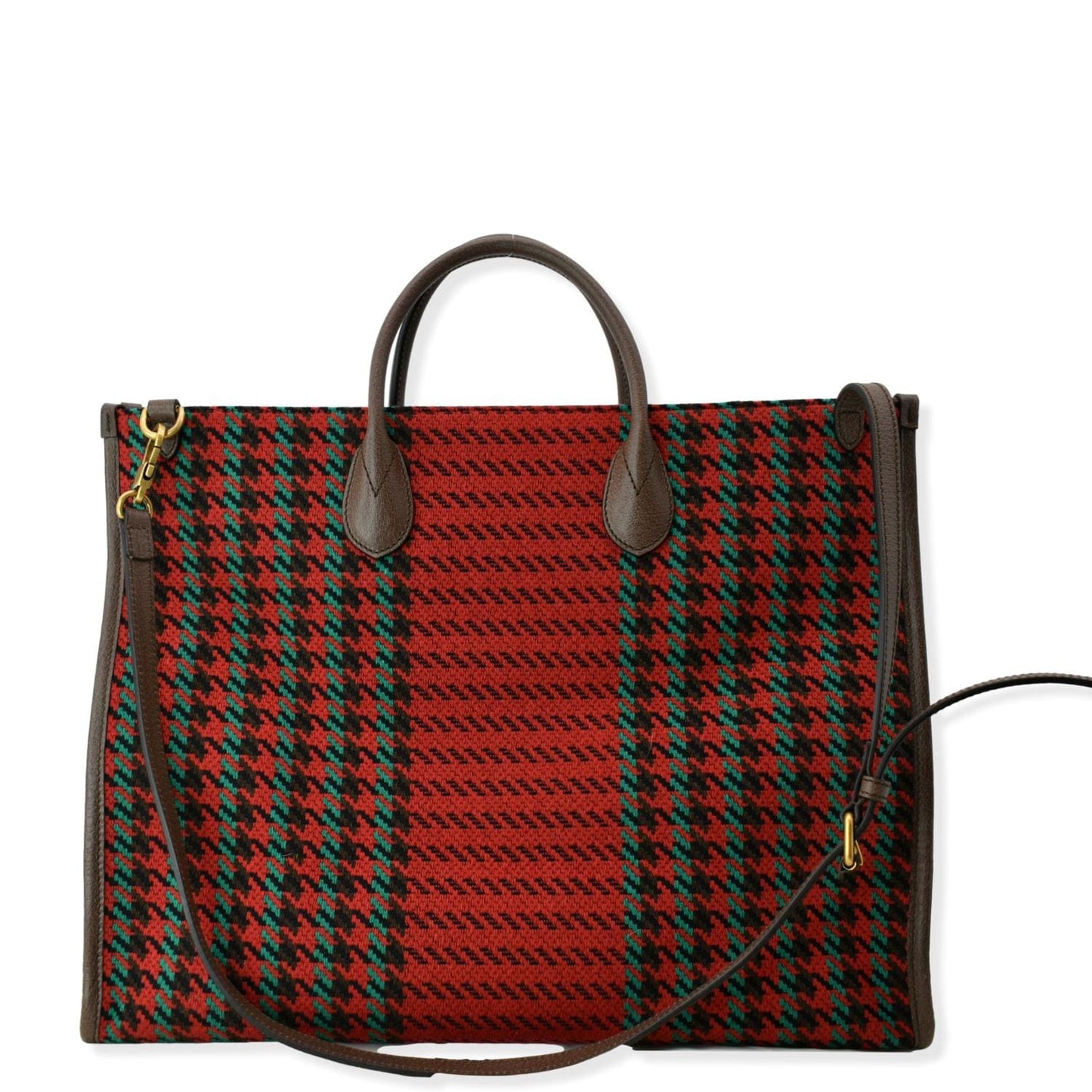 Gucci New Interlocking Houndstooth Stripe Shoulder Bag Red