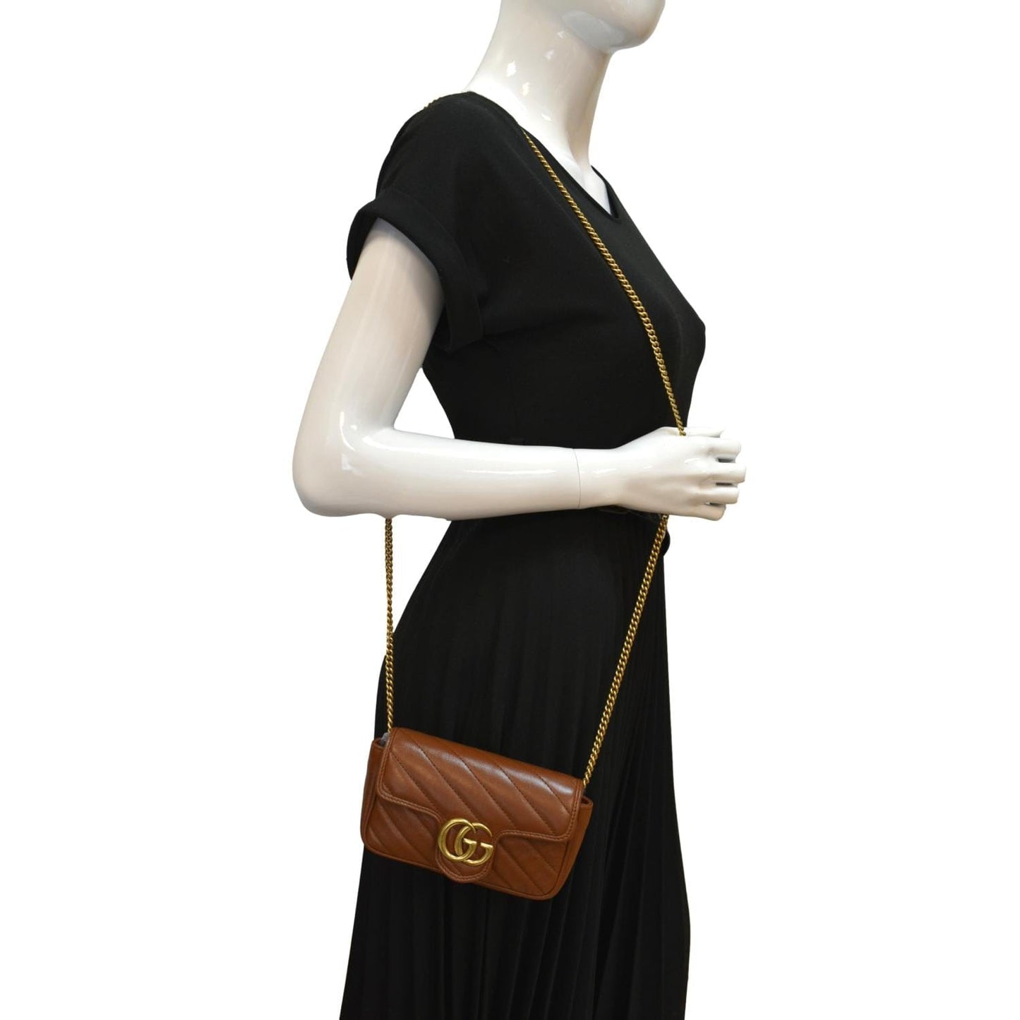 Gucci Marmont Super Crossbody Bag Leather Brown