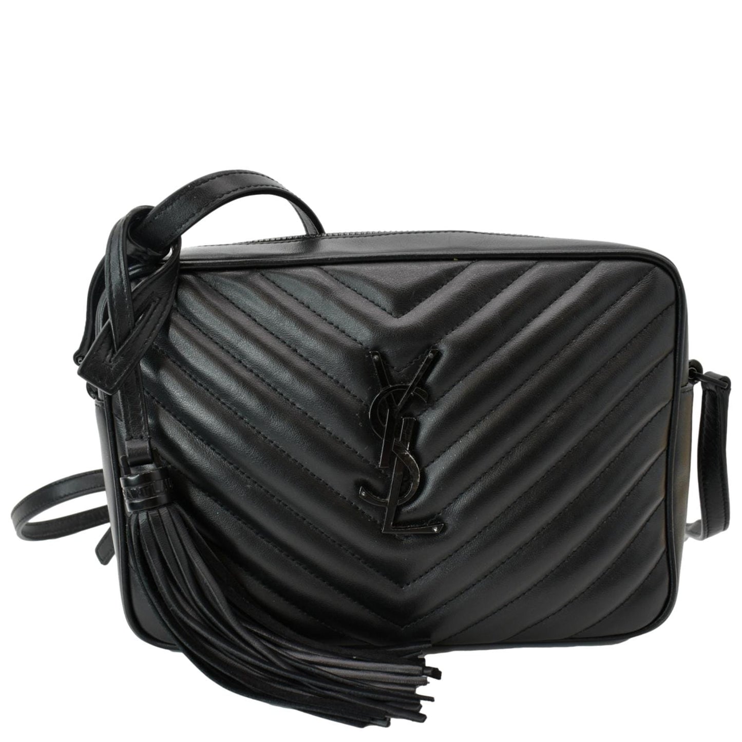 YSL Saint Laurent Yves Lou Chevron Camera Crossbody Bag Leather Black Camera Bag 2
