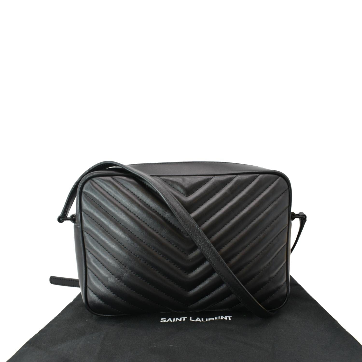 YSL Saint Laurent Yves Lou Chevron Camera Crossbody Bag Leather Black Camera Bag 2