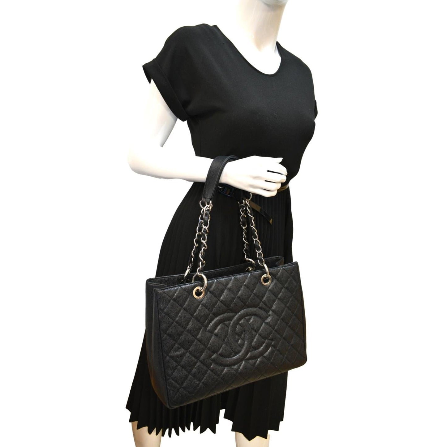 Chanel Grand Shopping GST Caviar Leather Black Travel Bag Tote 1