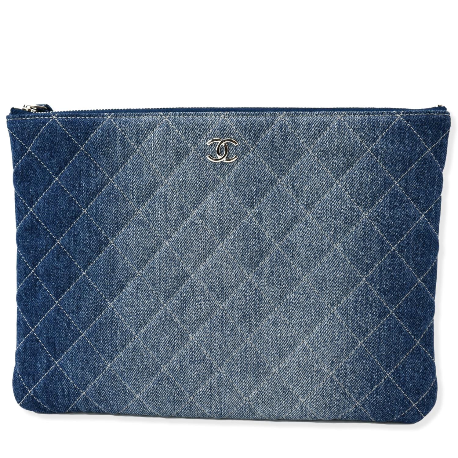 Chanel Quilted Denim O Blue Travel Bag