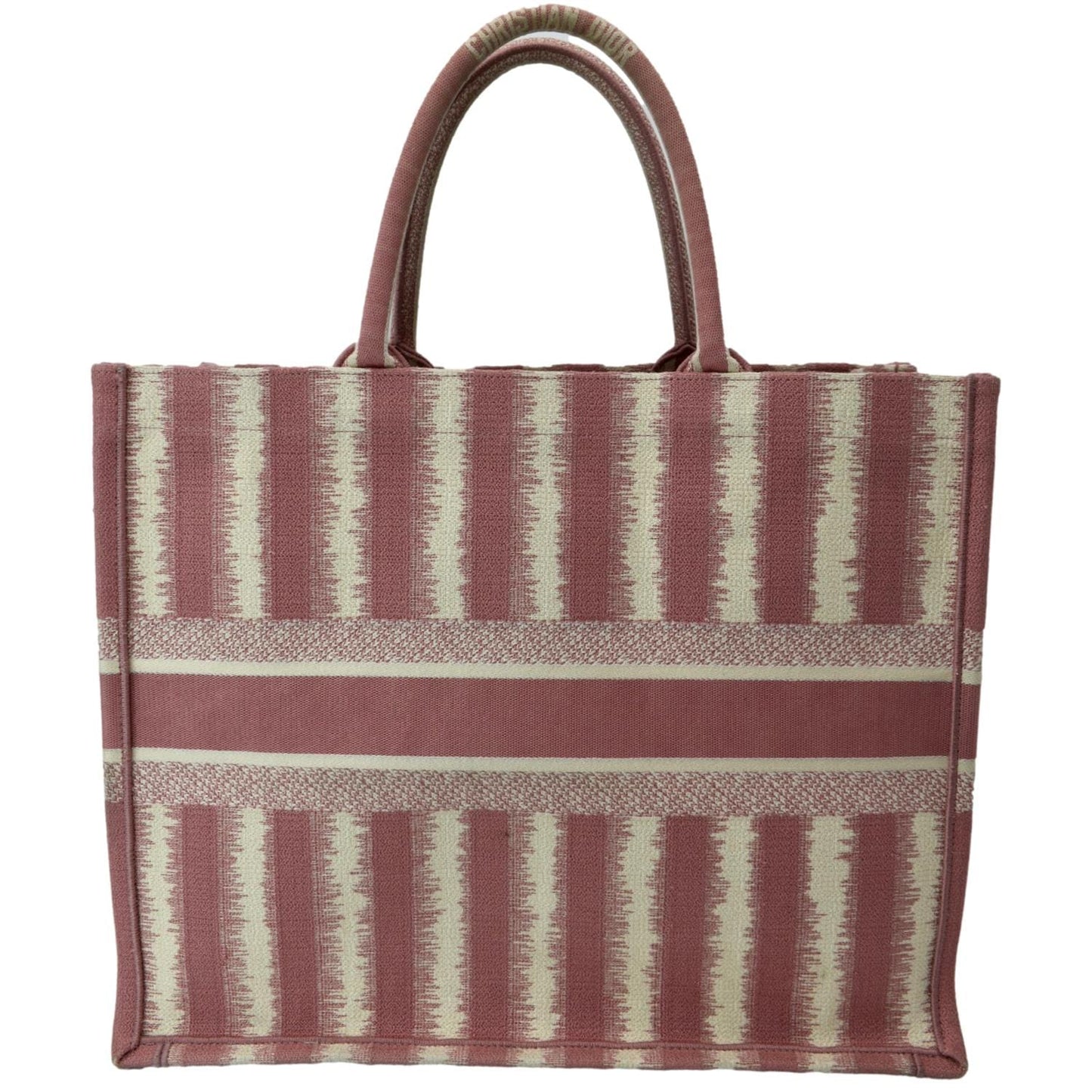 Dior Book Stripe Embroidered Tote Bag Canvas