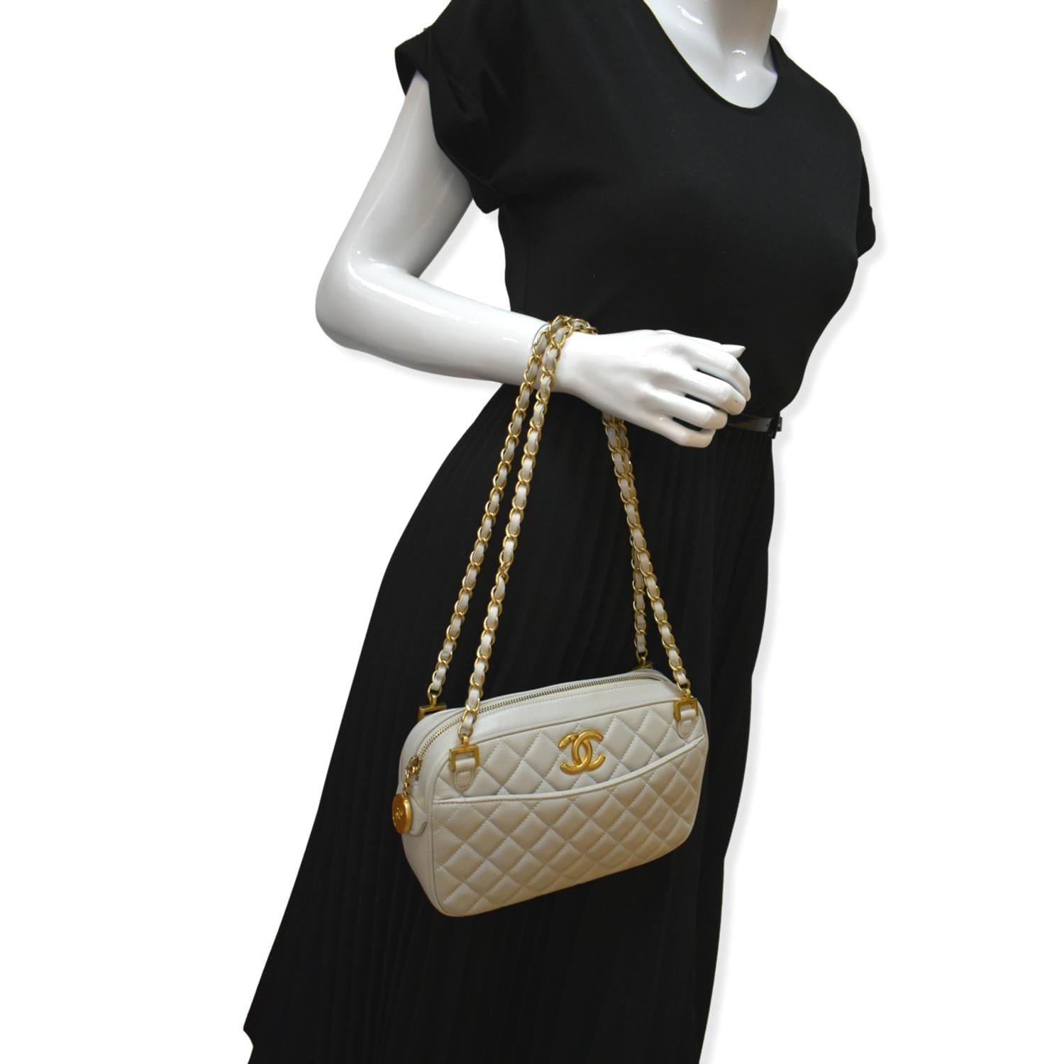 Chanel Misia CC Camera Lambskin White Travel Bag