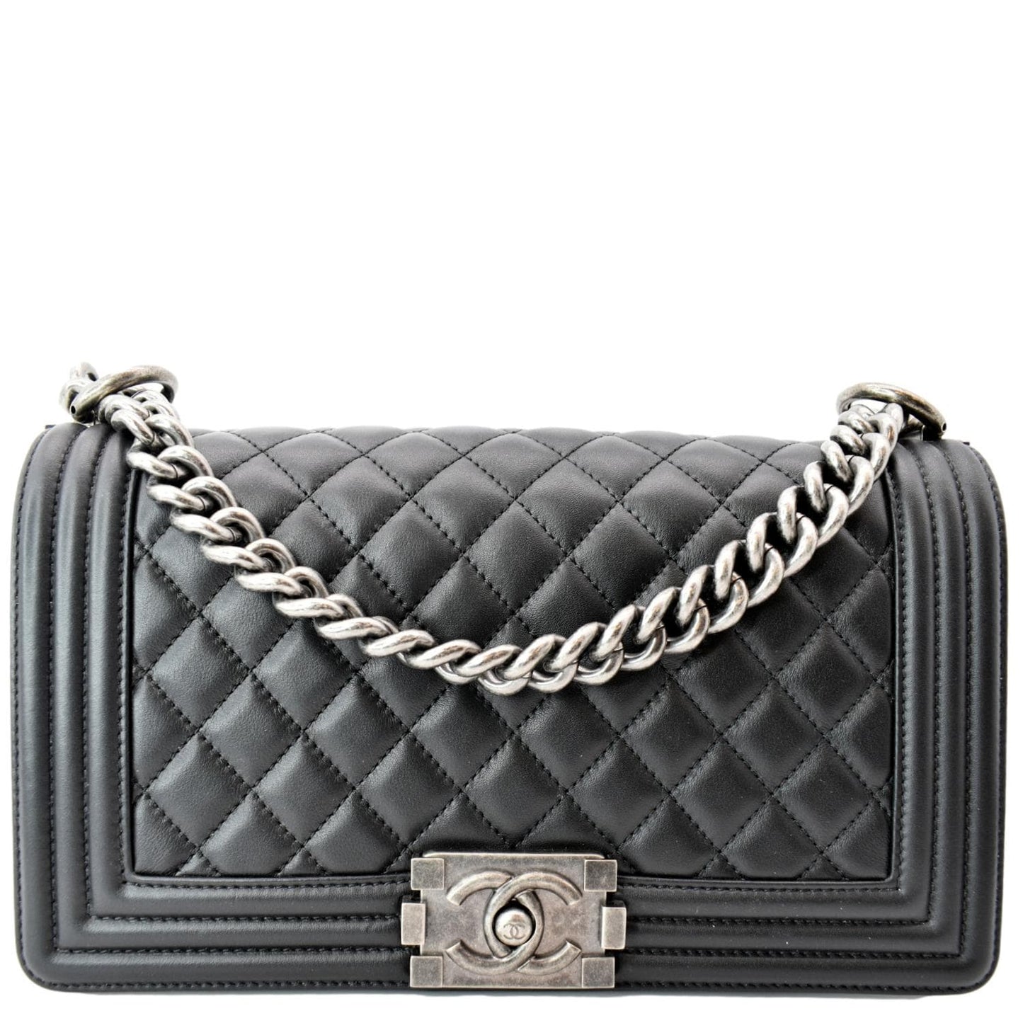 Chanel Boy Flap Leather Black Travel Bag
