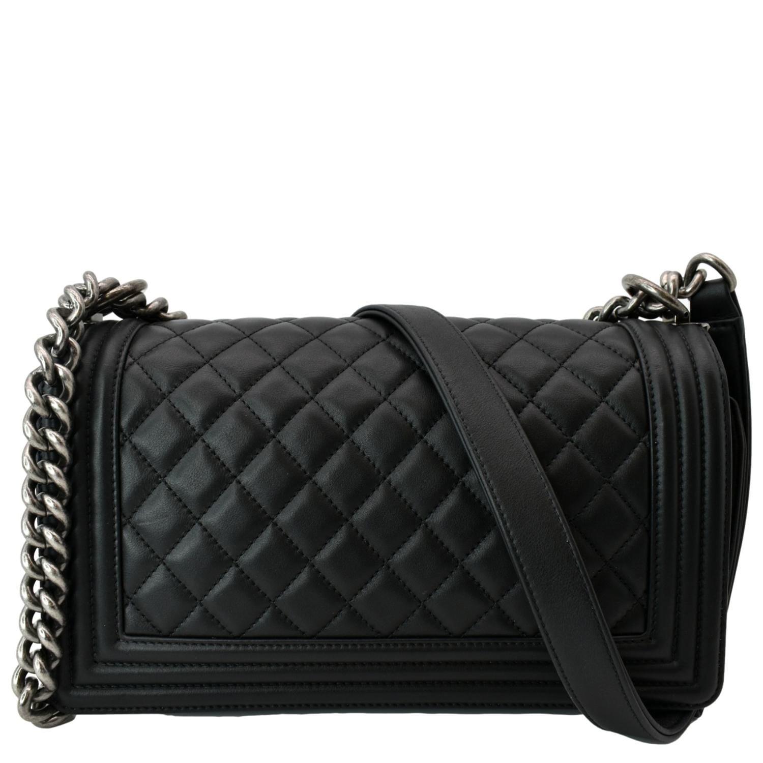 Chanel Boy Flap Leather Black Travel Bag