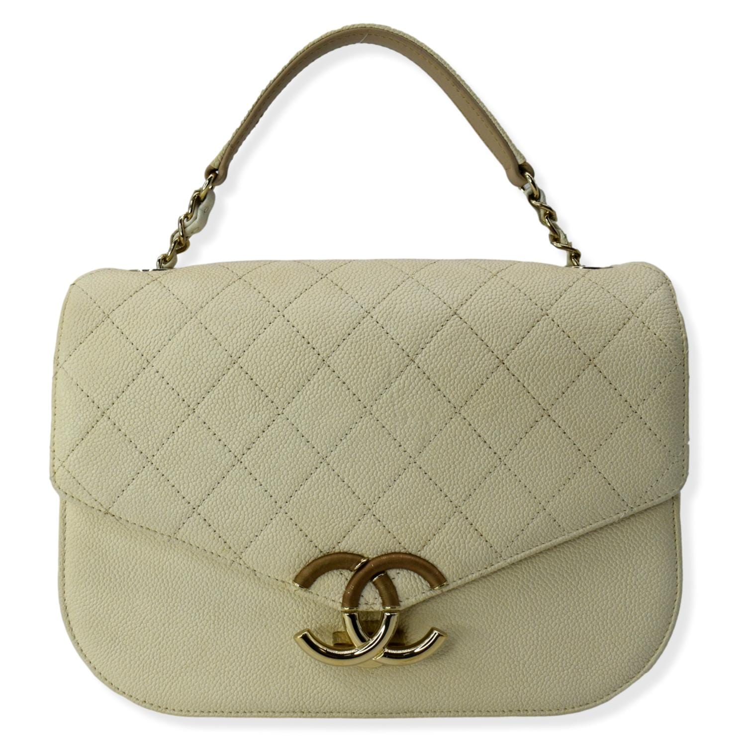 Chanel Coco Cuba Caviar Top Handle Leather Ivory Travel Bag