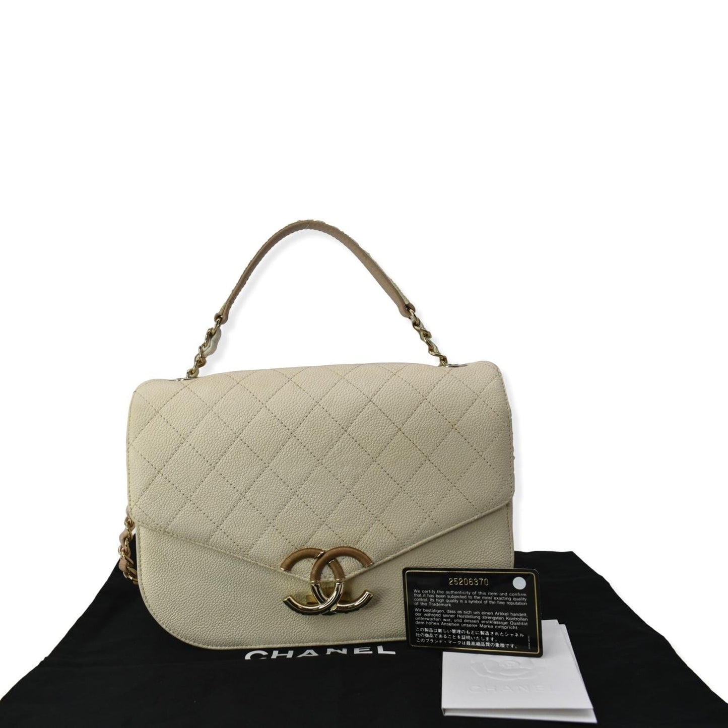 Chanel Coco Cuba Caviar Top Handle Leather Ivory Travel Bag