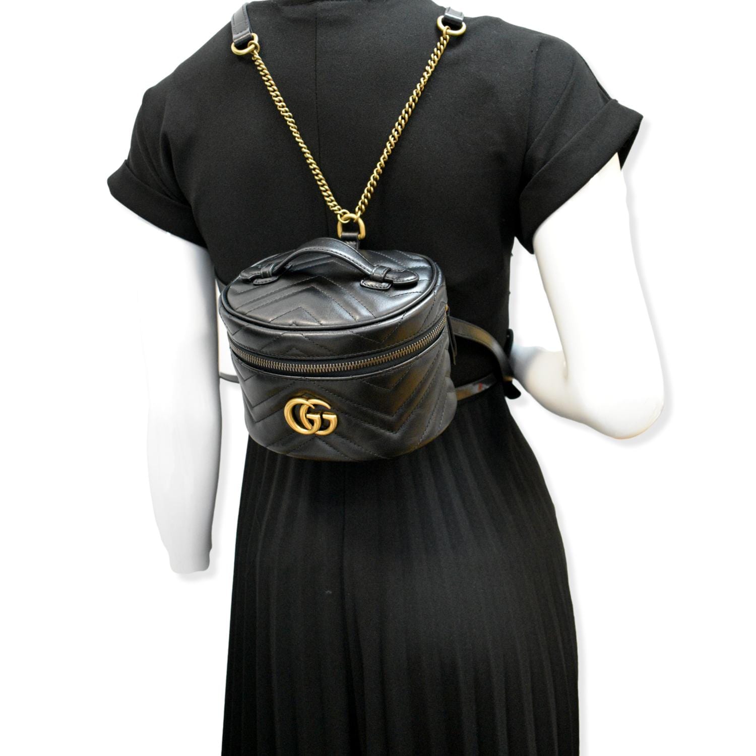 Gucci Marmont Backpack Bag Leather Black