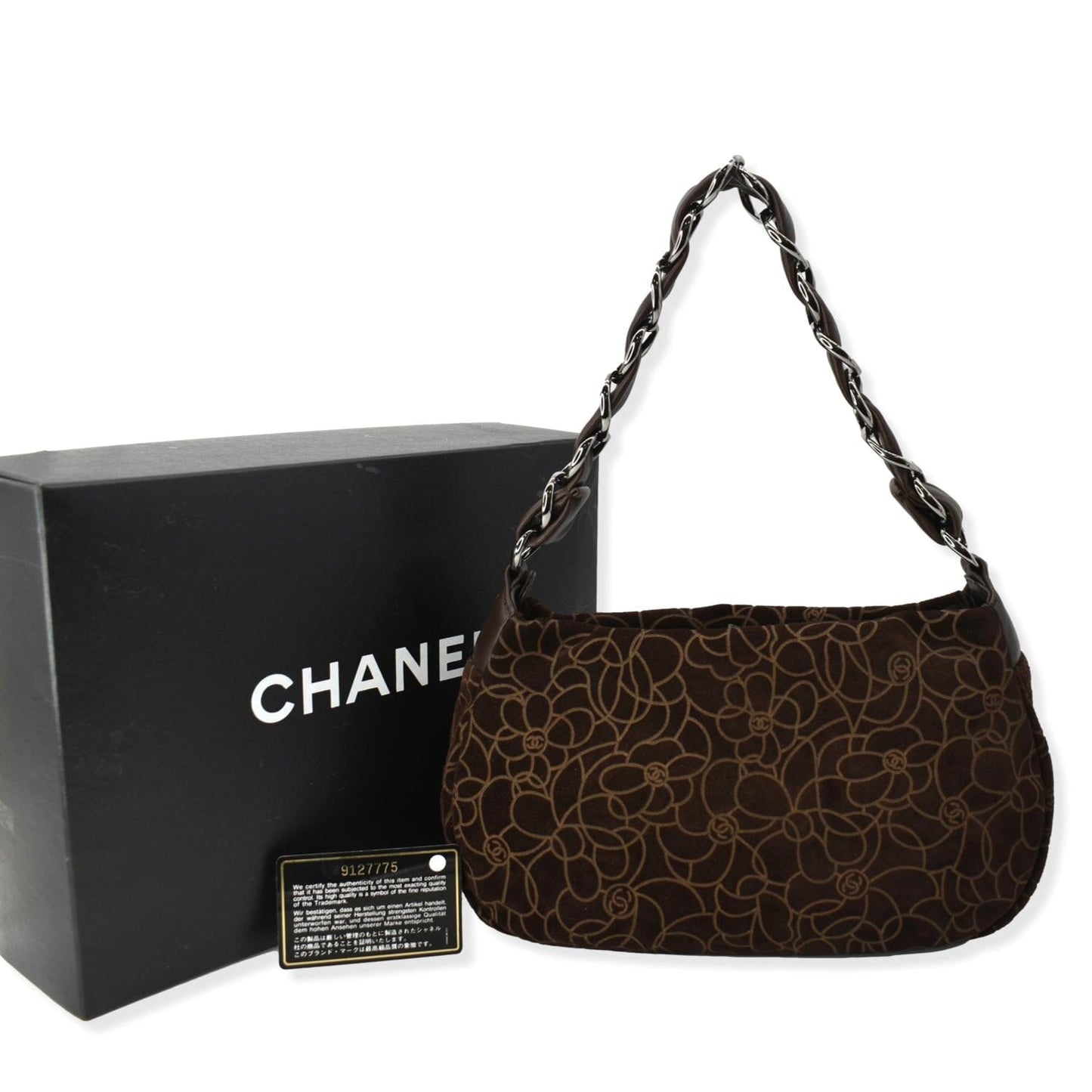 Chanel Camellia Embossed Suede Brown Travel Bag