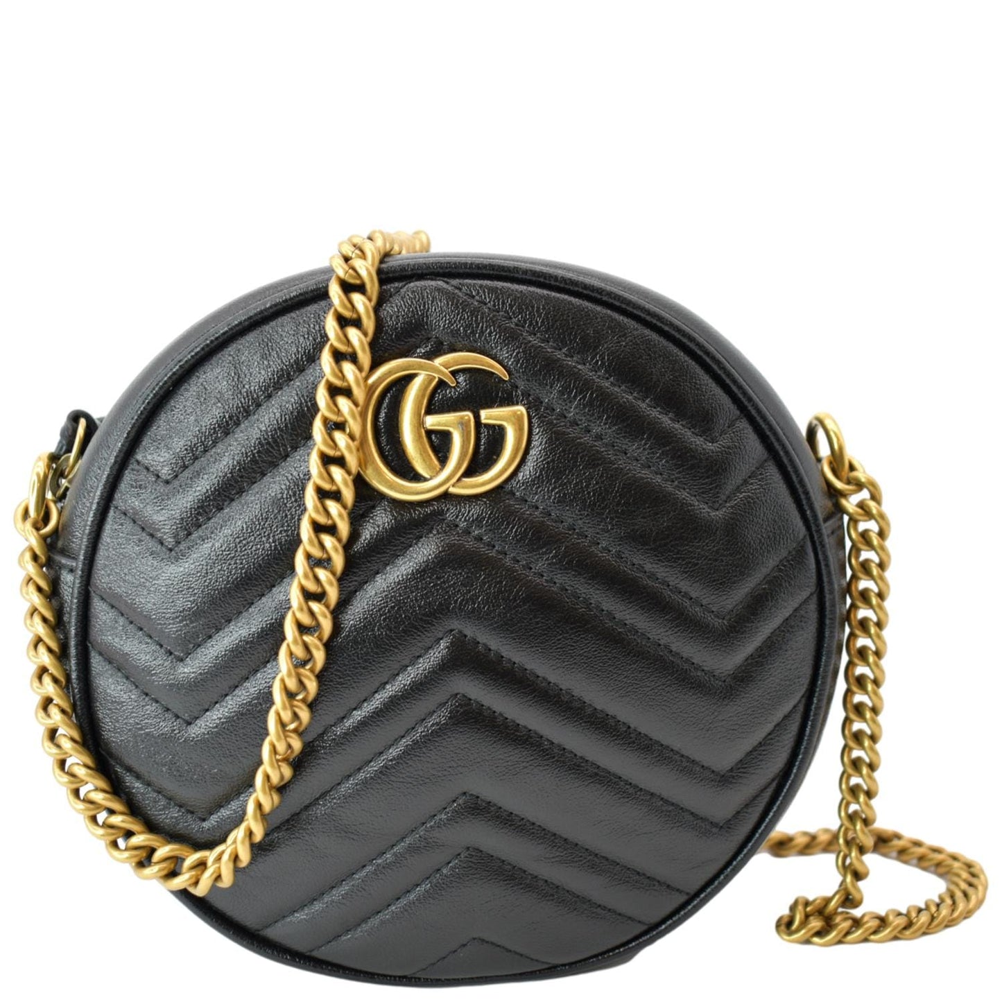 Gucci Marmont Round Crossbody Bag Leather Black