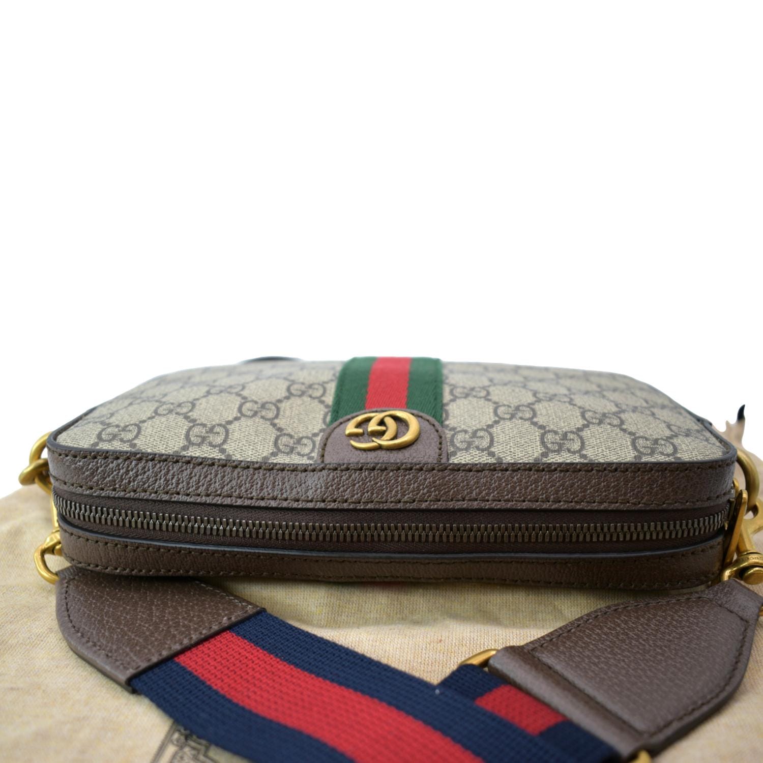 Gucci Ophidia Supreme Crossbody Bag Canvas Beige