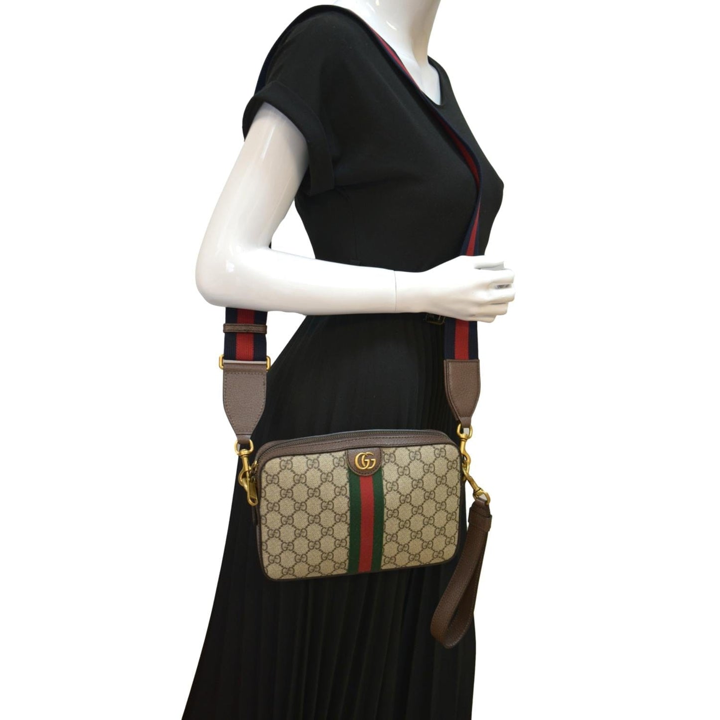 Gucci Ophidia Supreme Crossbody Bag Canvas Beige