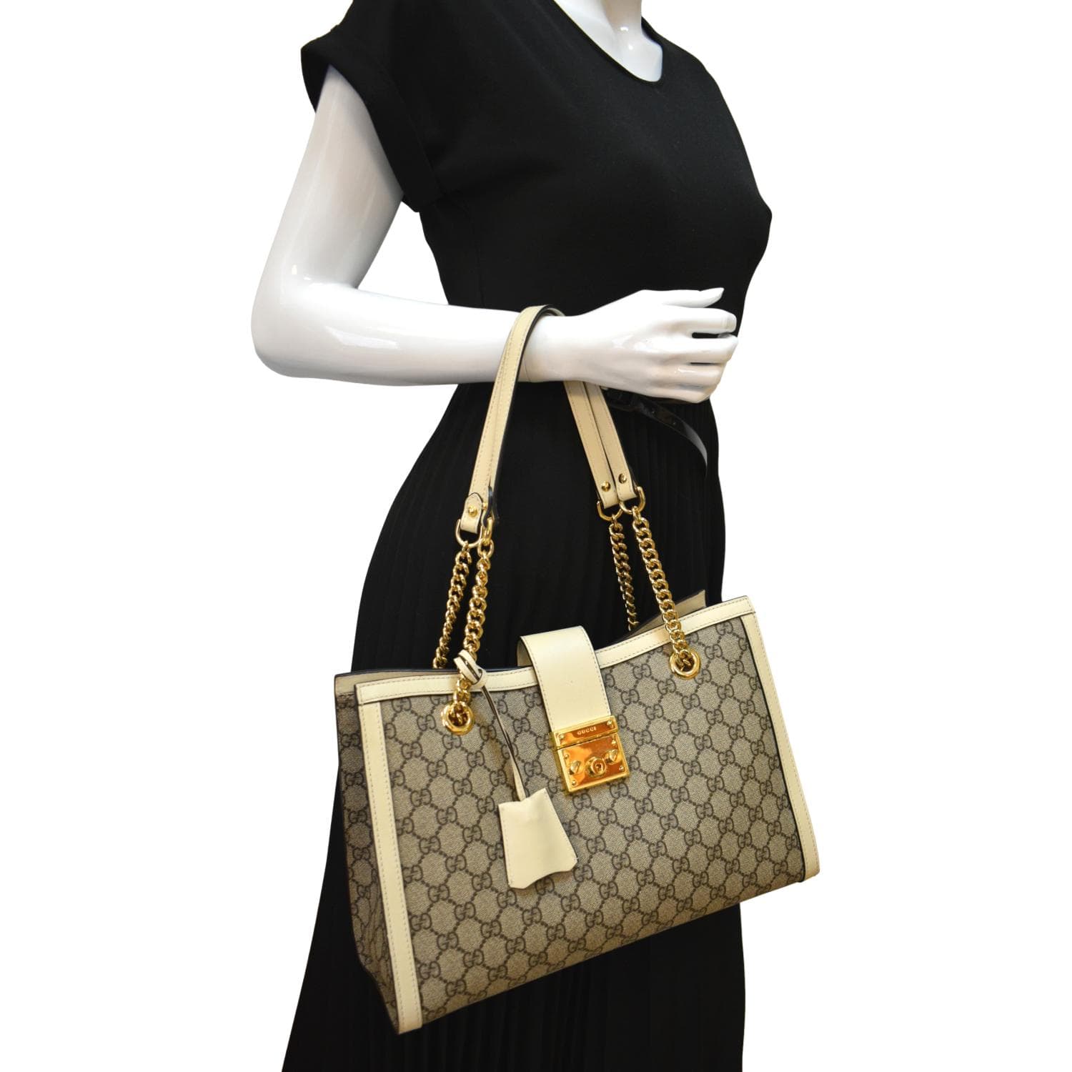 Gucci Padlock Supreme Shoulder Bag Canvas Beige