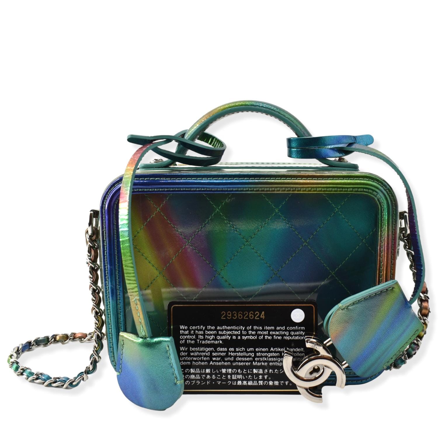 Chanel Vanity Filigree Rainbow Patent - Leather Green Travel Bag
