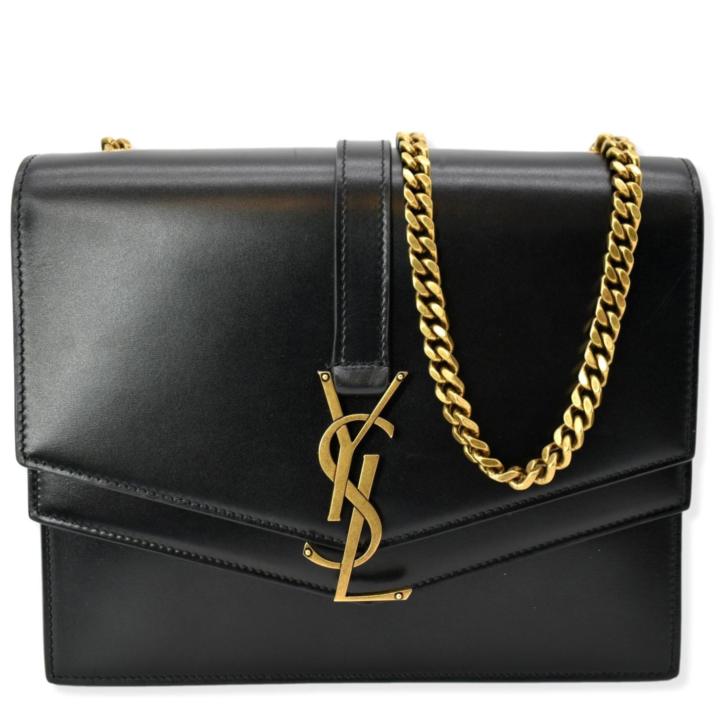 YSL Saint Laurent Saint Sulpice Clasp Shoulder Bag Monogram Black