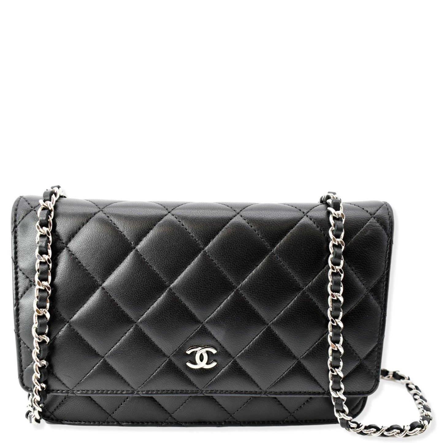 Chanel On WOC Leather Lambskin Black Wallet Case