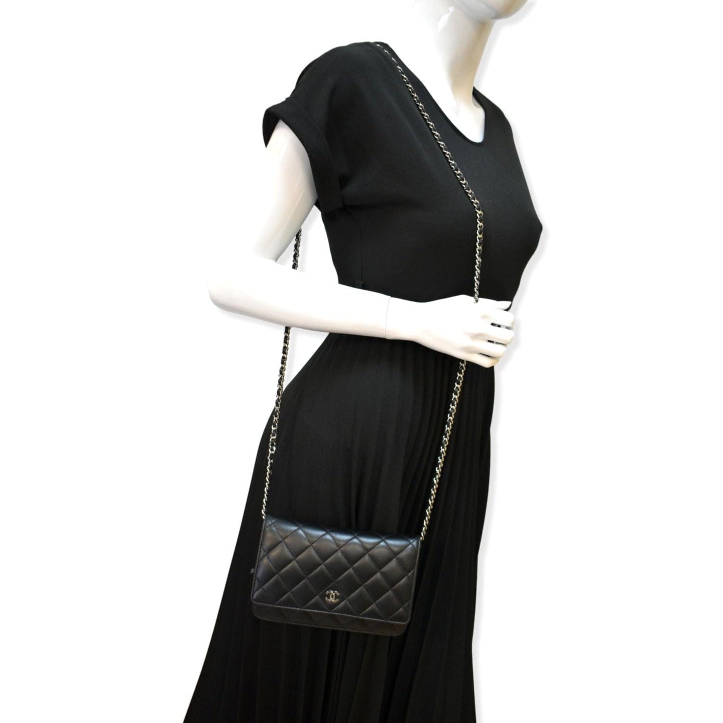 Chanel On WOC Leather Lambskin Black Wallet Case