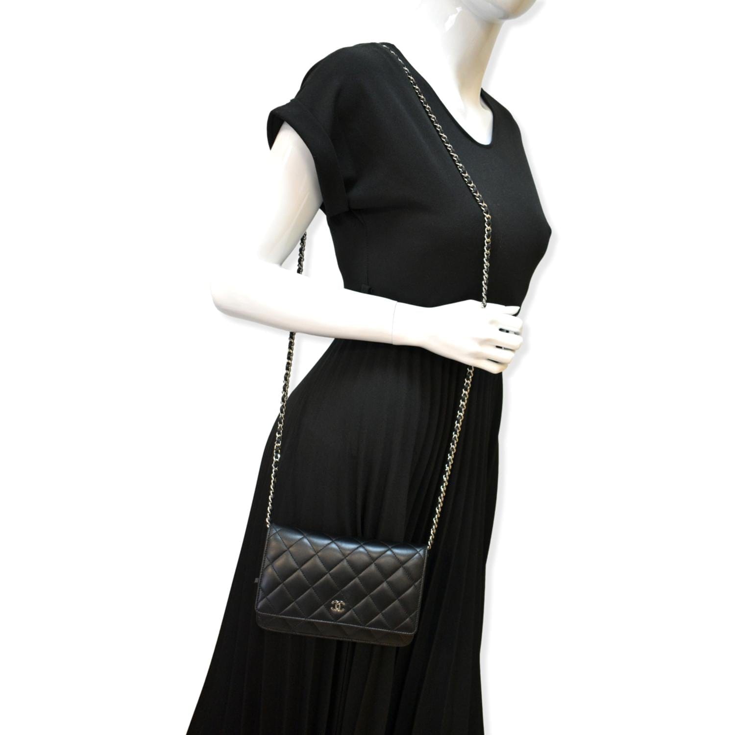 Chanel On WOC Leather Lambskin Black Wallet Case