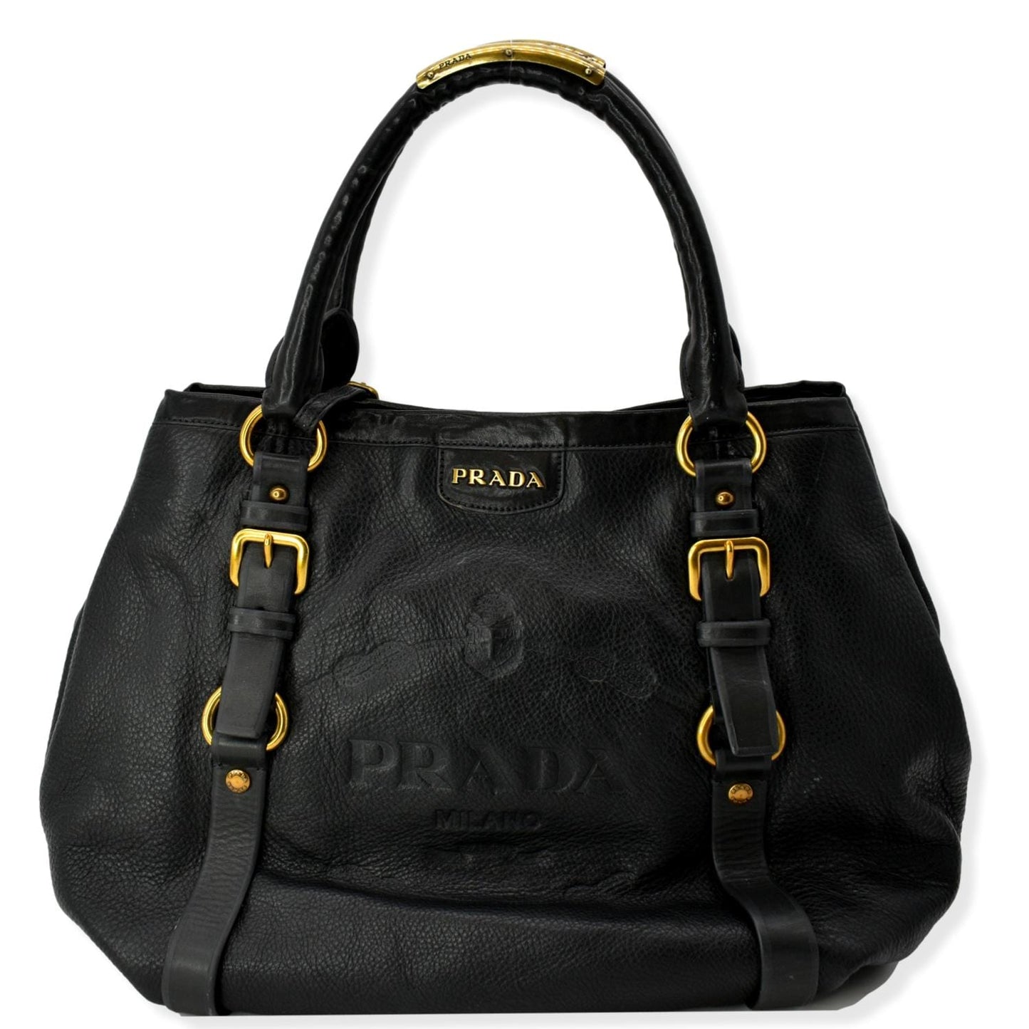Prada Daino Hobo Bag Leather Vitello Black