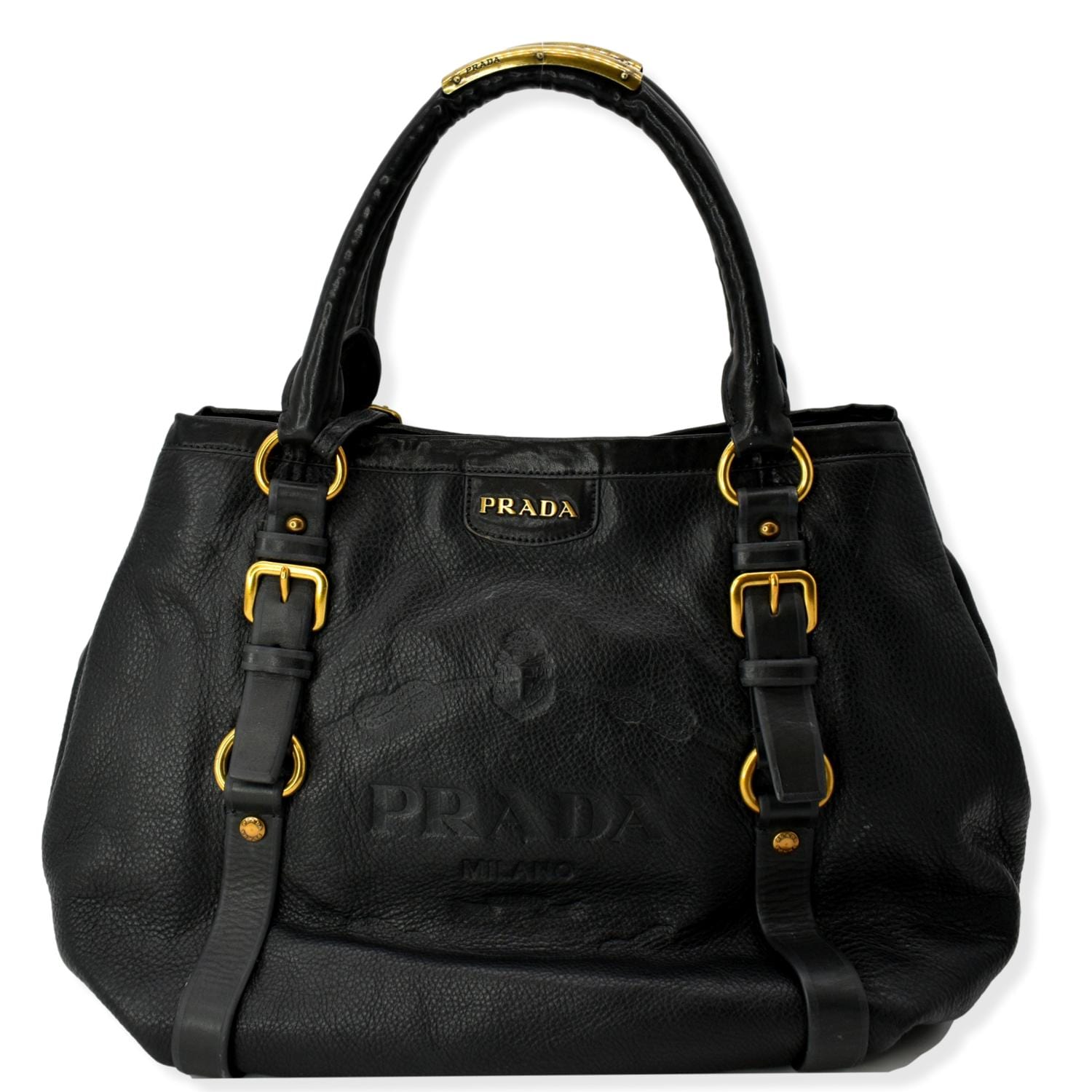 Prada Daino Hobo Bag Leather Vitello Black