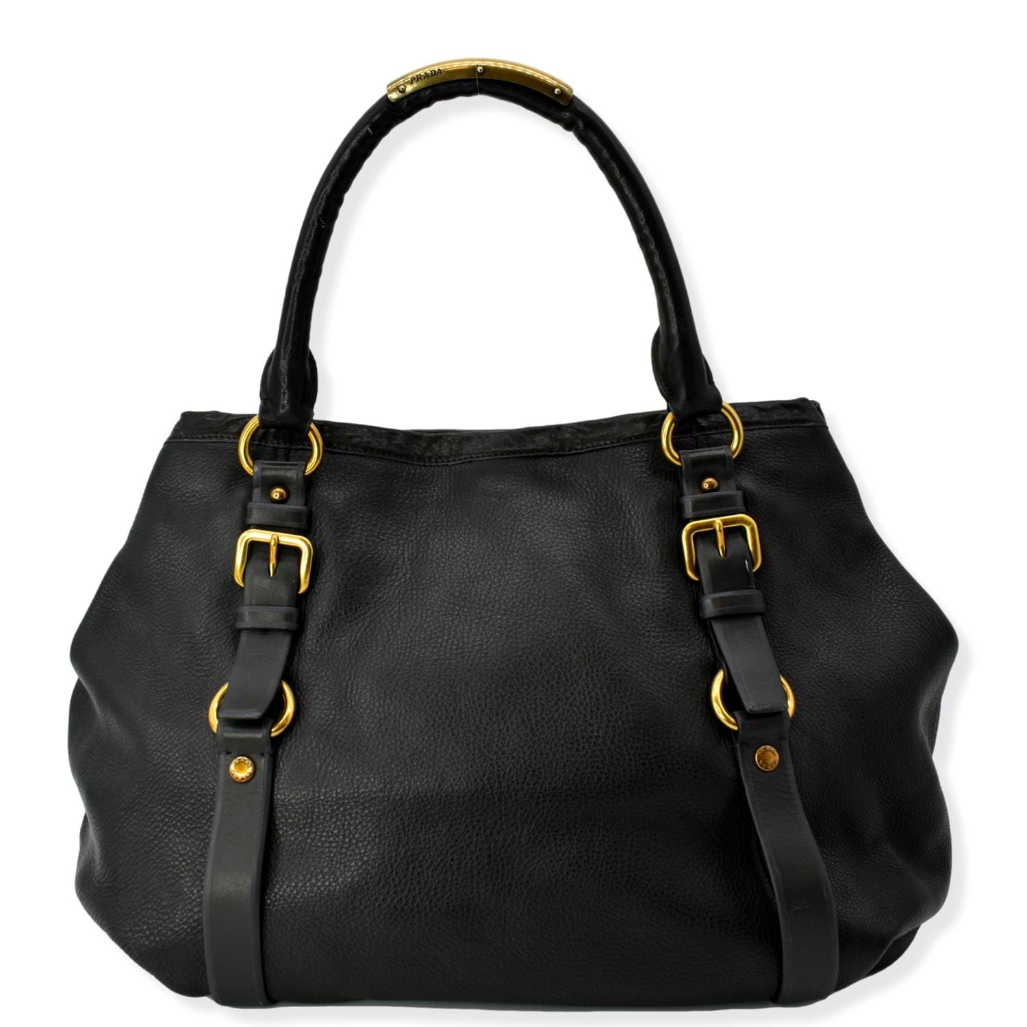 Prada Daino Hobo Bag Leather Vitello Black