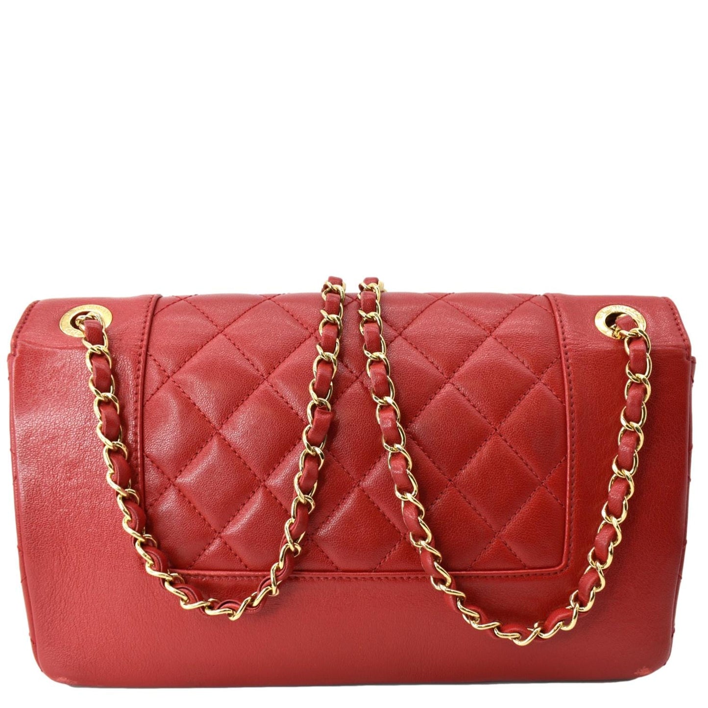 Chanel Mademoiselle Flap Sheepskin Leather Red Travel Bag