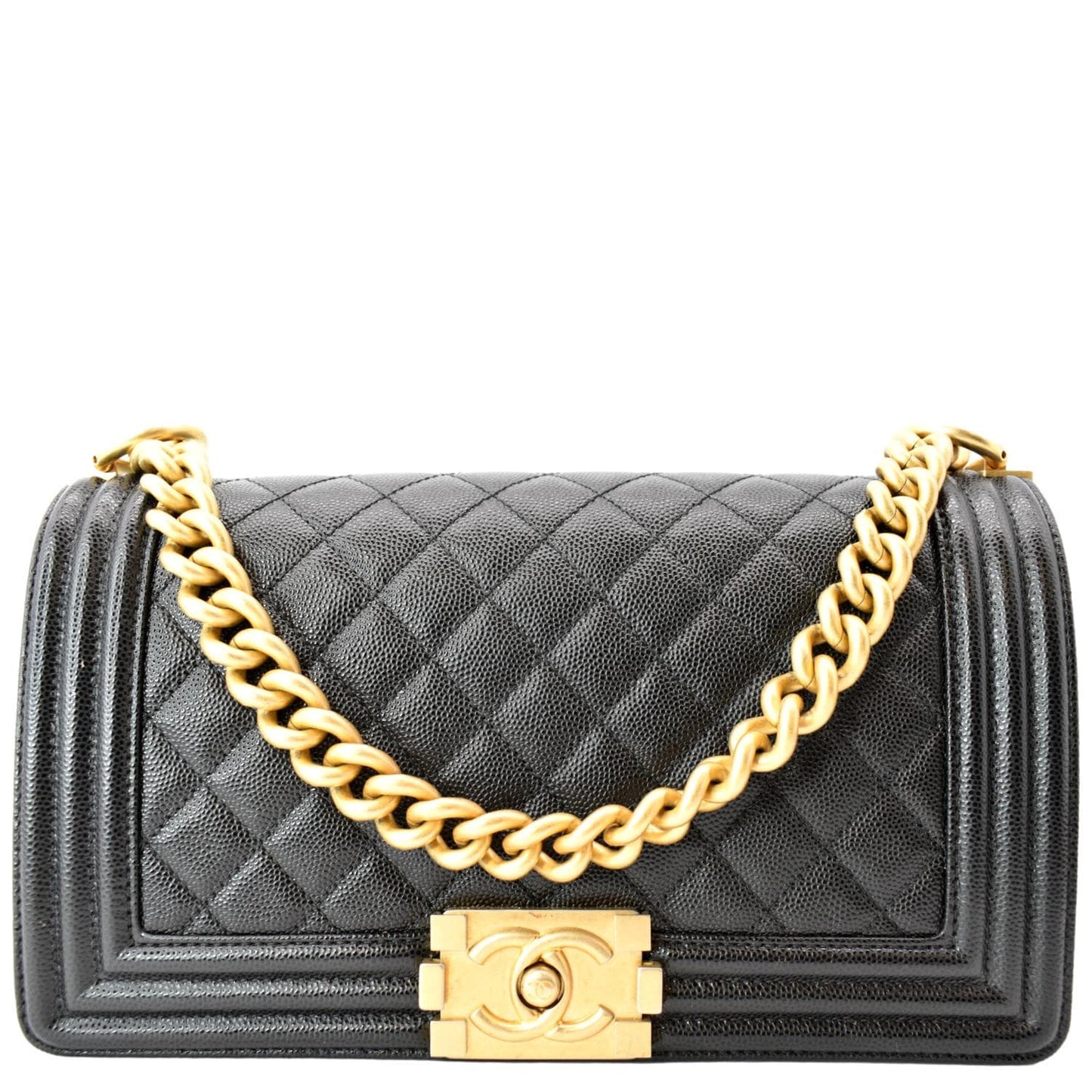 Chanel Boy Flap Caviar Quilted Leather Black Travel Bag