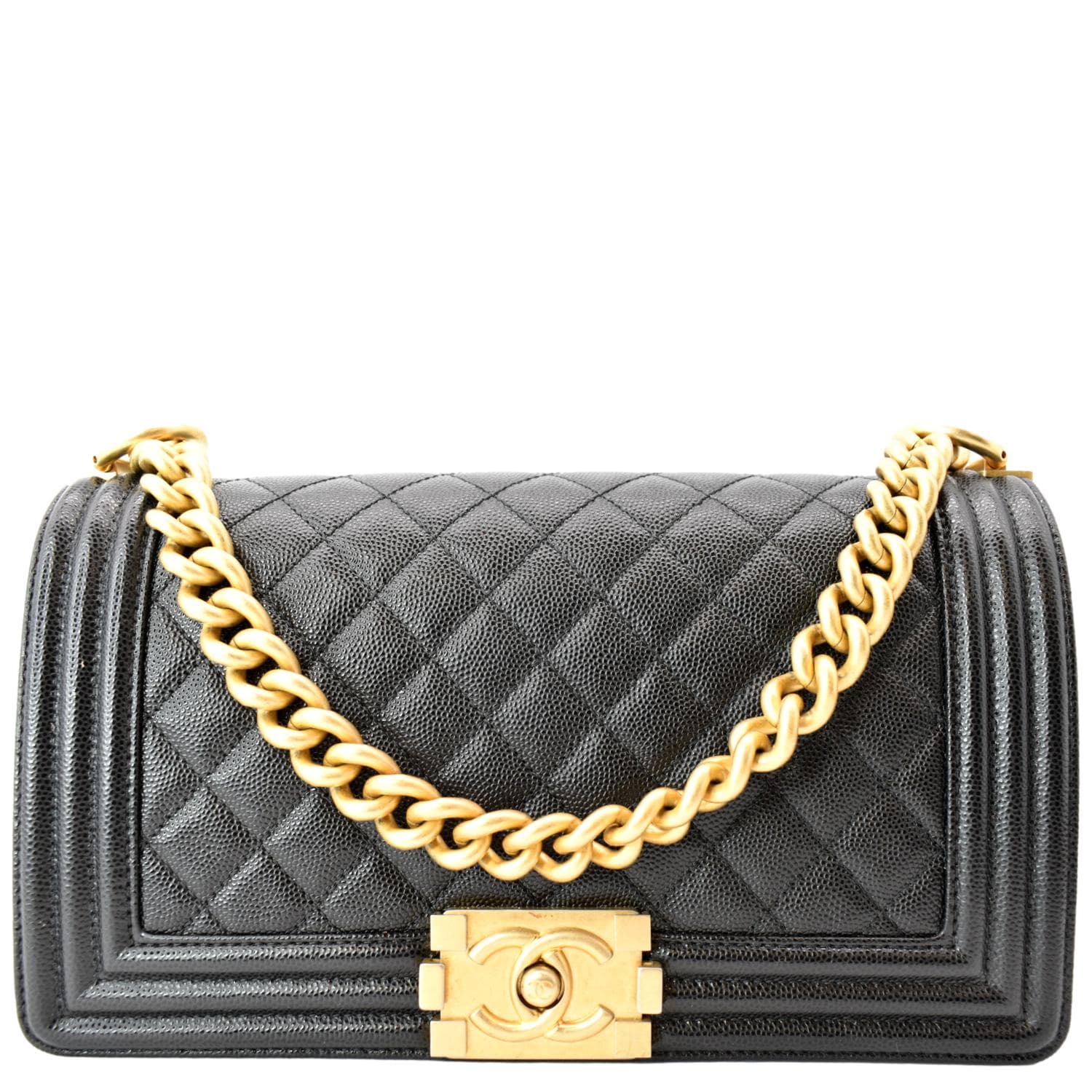 Chanel Boy Flap Caviar Quilted Leather Black Travel Bag