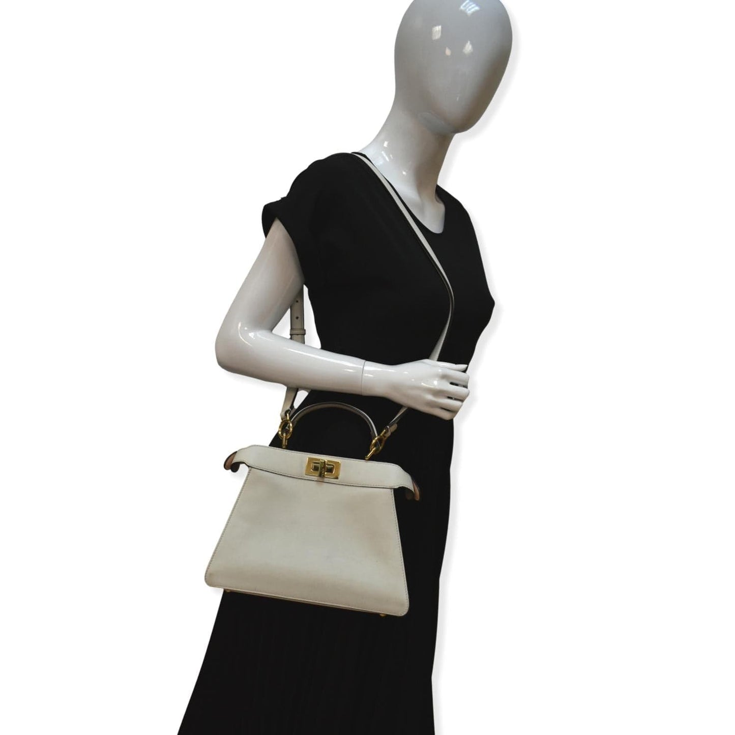 Fendi Peekaboo Iseeu Tote Bag Leather White Small