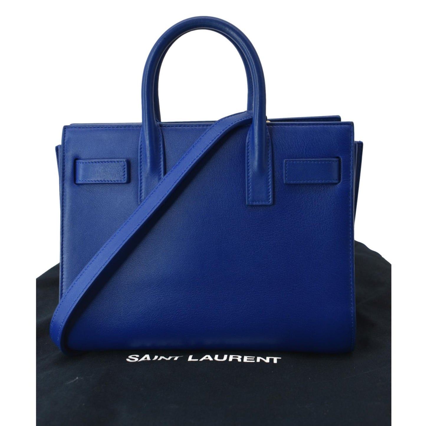 YSL Saint Laurent Yves Sac De Jour Shoulder Bag Leather Blue Sac De Jour